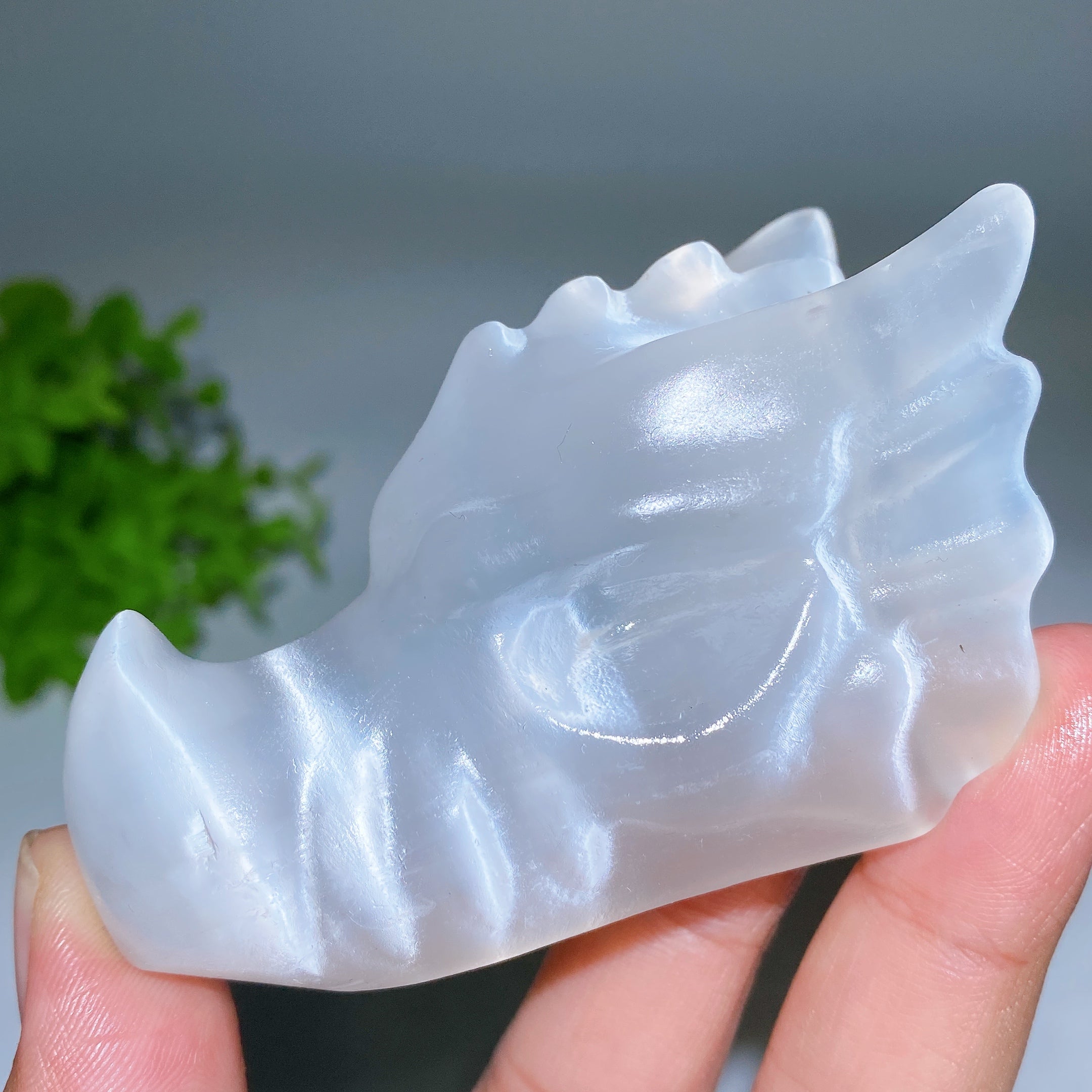 3.0 inch Selenite Crystal Dragon Head Carving