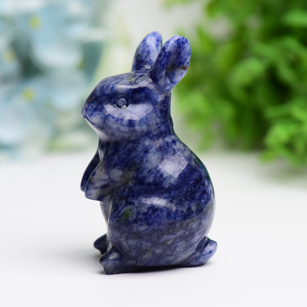 3.0 Inch Sodalite Crystal Rabbit Figurine for Prosperity