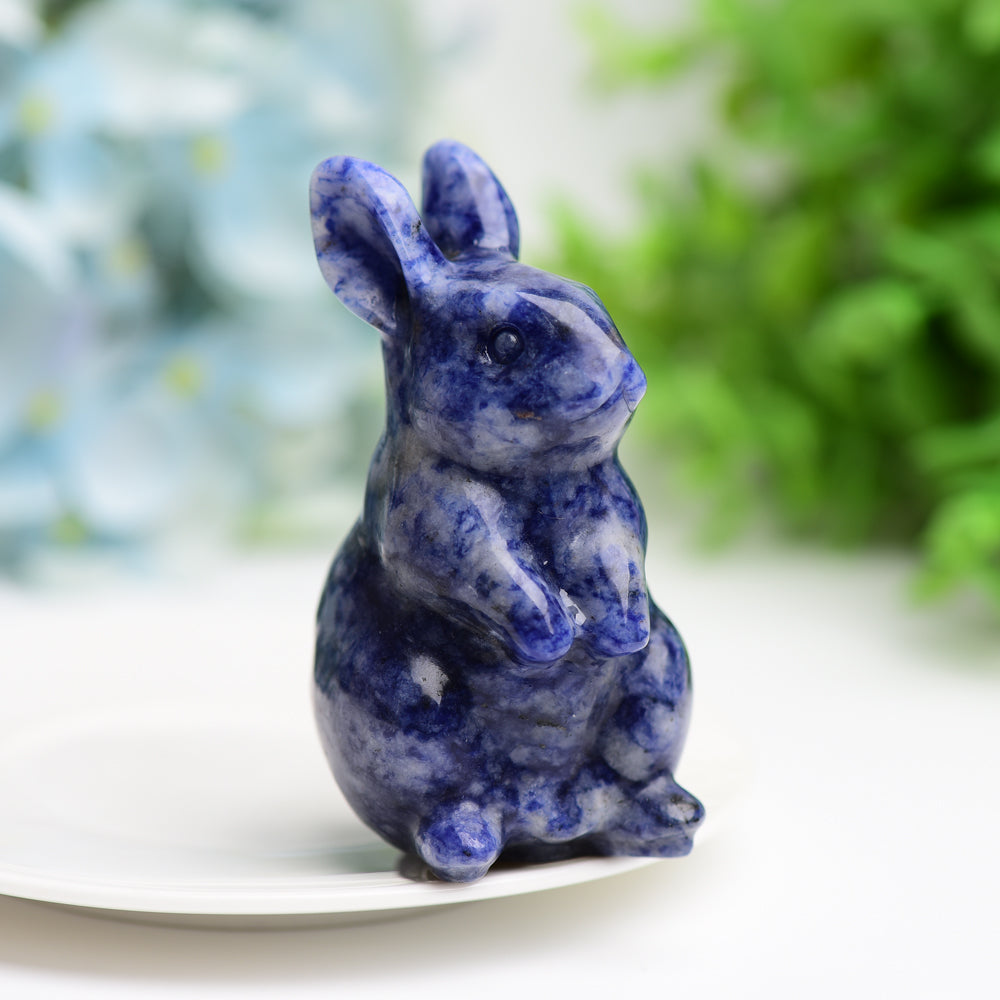 3.0 Inch Sodalite Crystal Rabbit Figurine for Prosperity