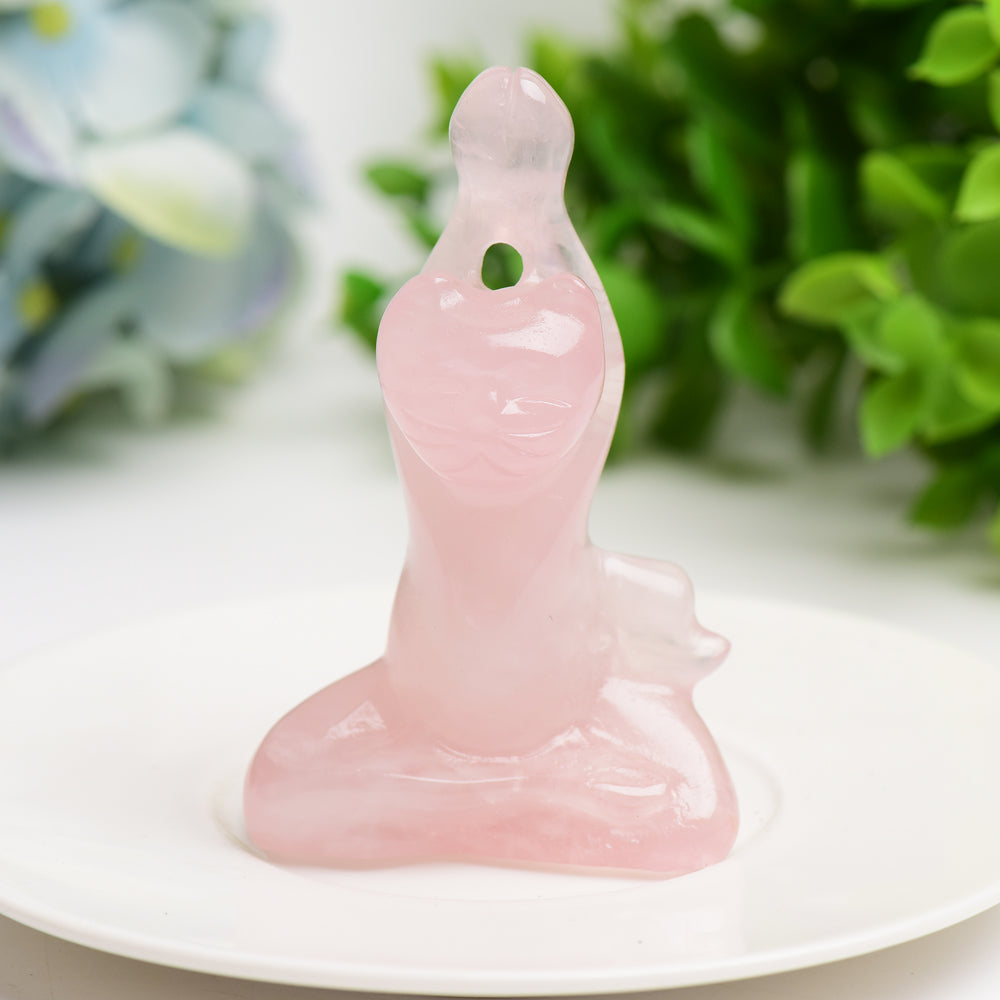 3.0" Mixed Crystal Yoga Cat Figurine for Healing & Energy