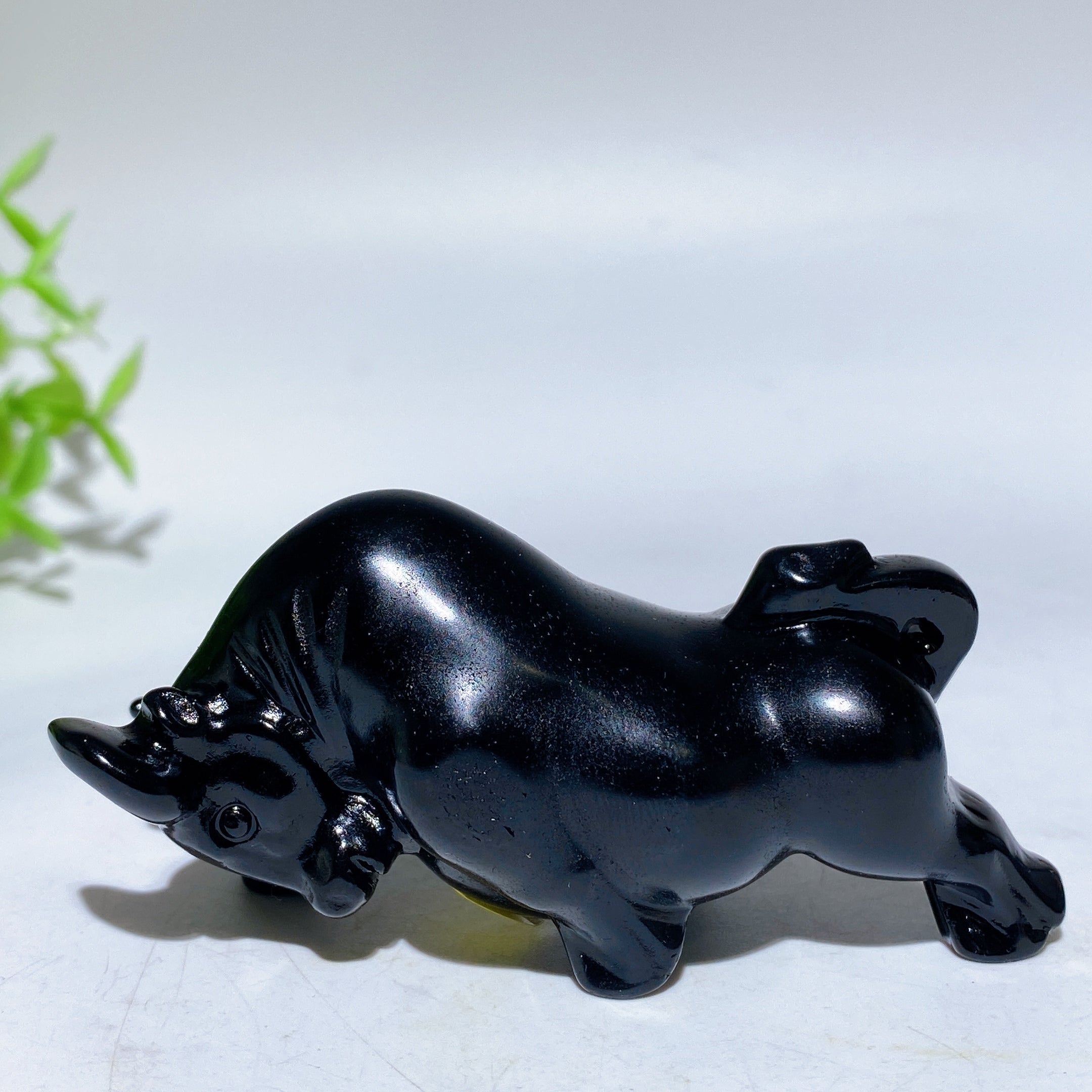 3.1-inch Crystal Bull Carving for Meditation & Healing