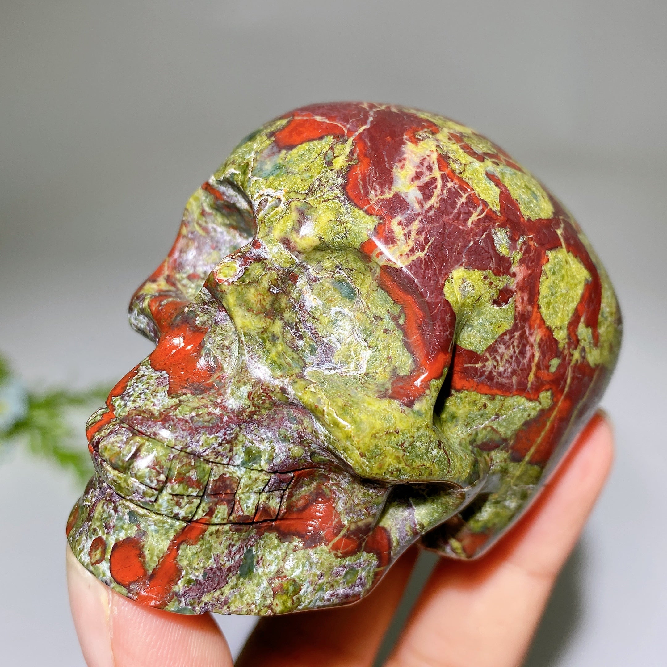 3.1 Inch Dragon Blood Stone Crystal Skull for Healing