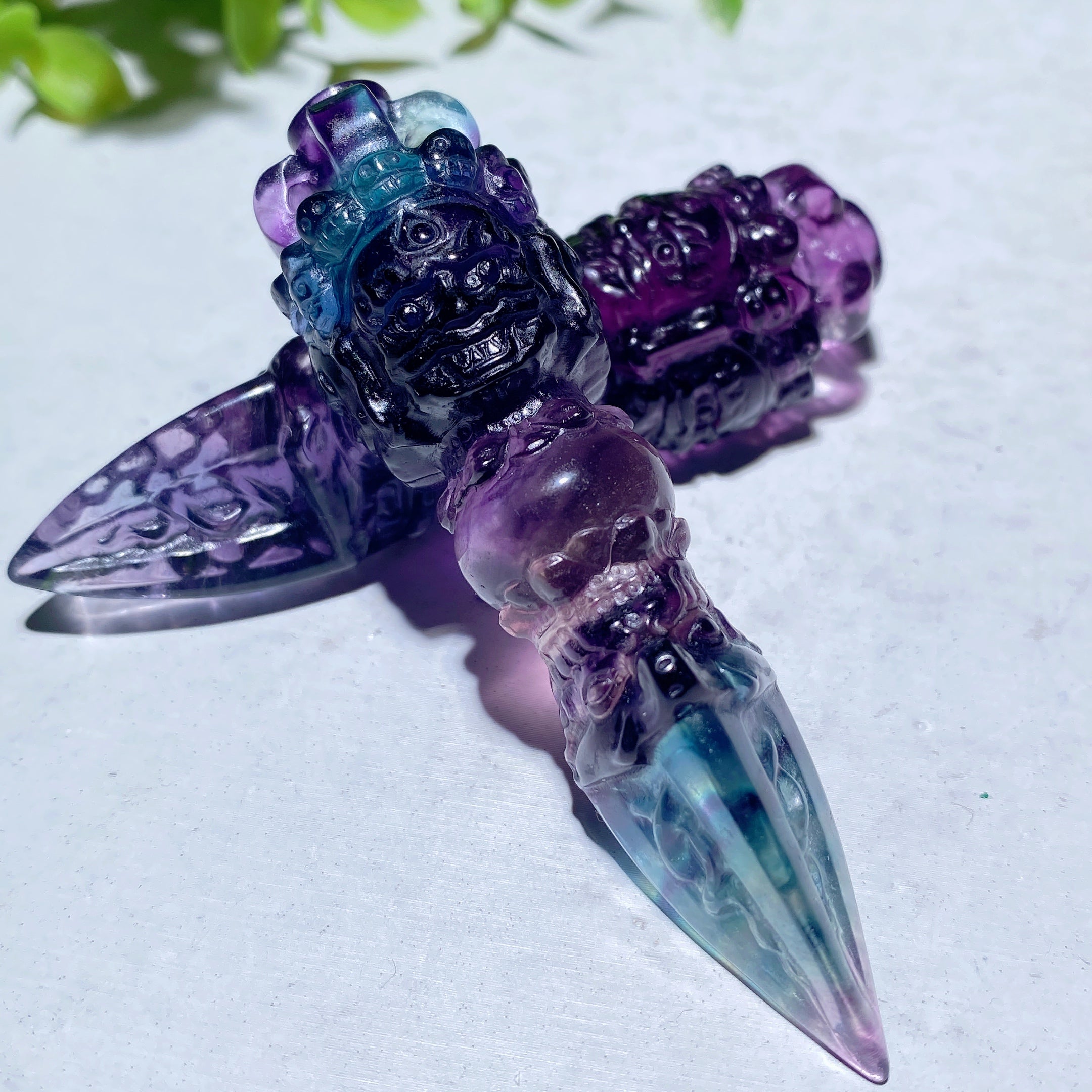 3.1 Inch Fluorite Vajra Pestle Healing Pendant