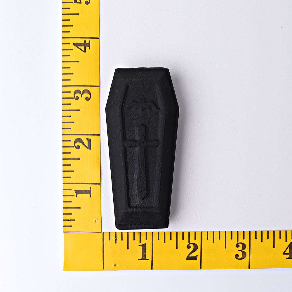 3.1 inch Matt Black Obsidian Coffin Crystal Figurine