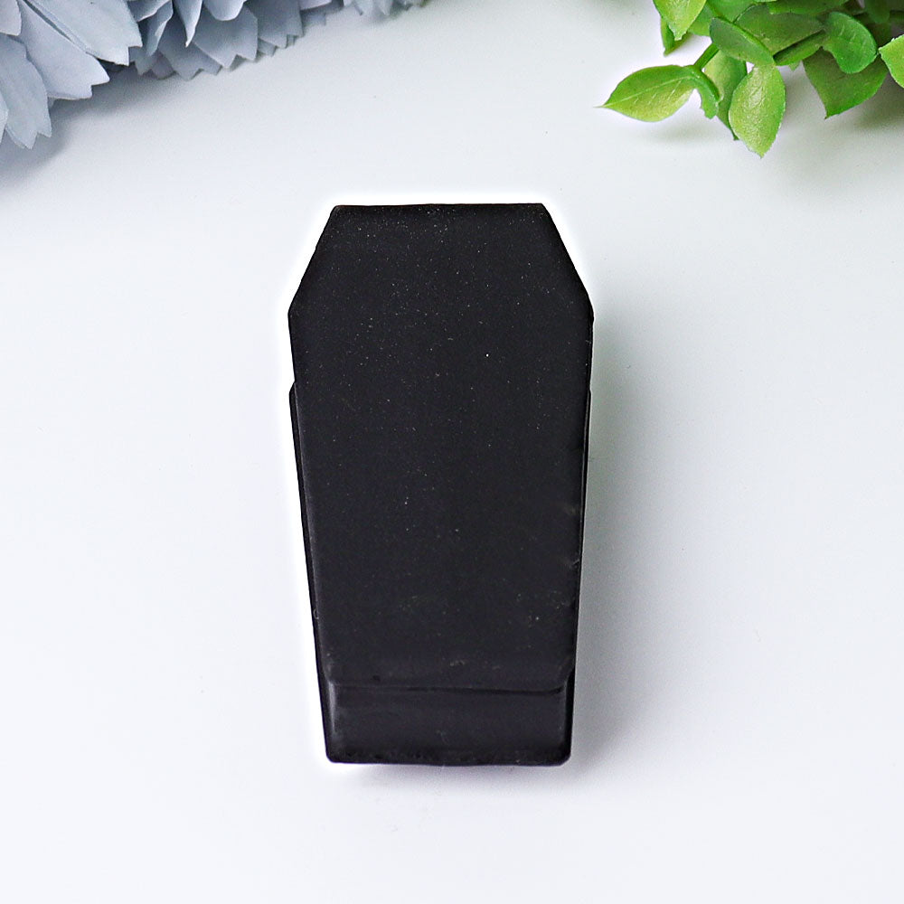 3.1 inch Matt Black Obsidian Coffin Crystal Figurine
