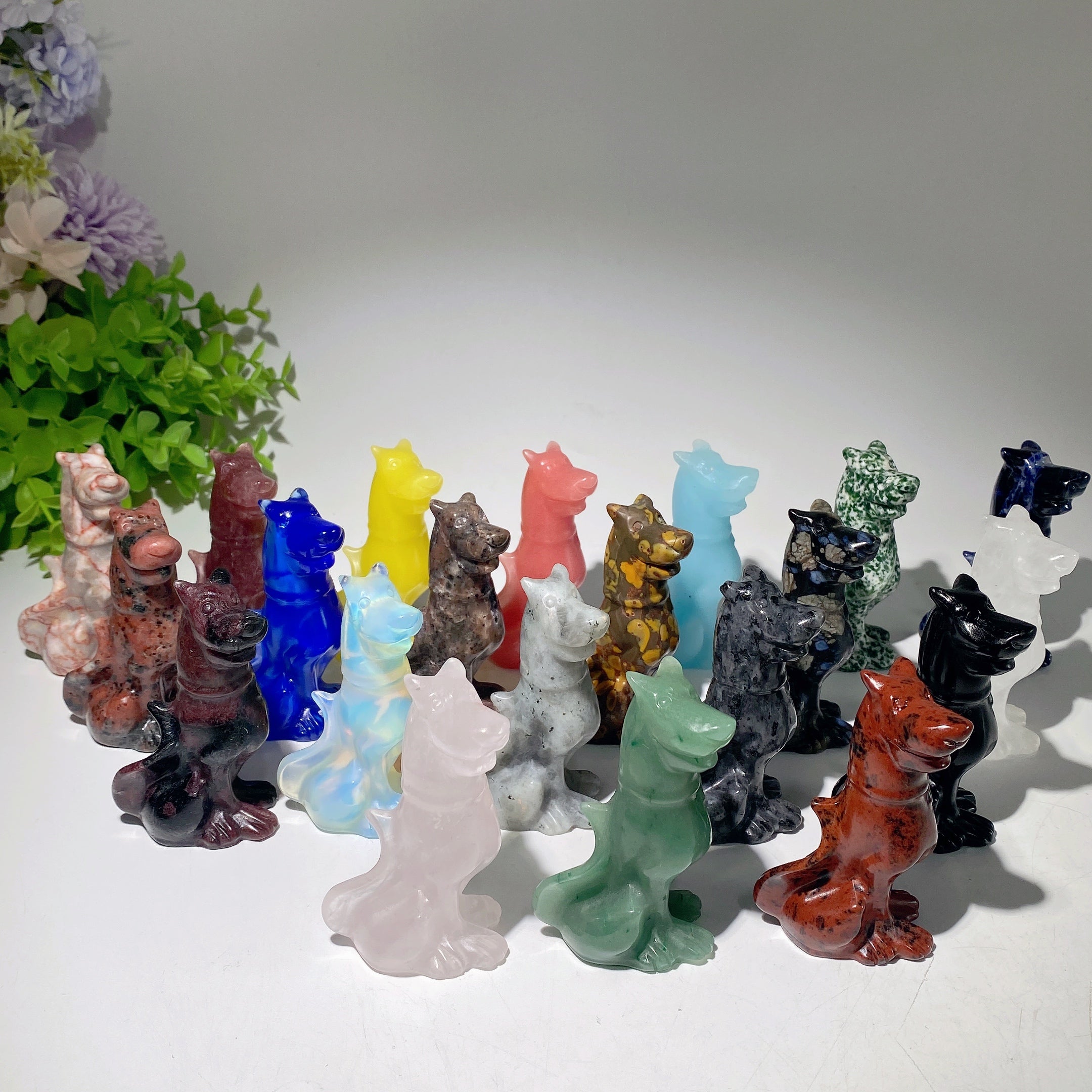 3.1 inch Mixed Crystal Dog Sculpture for Healing Energy