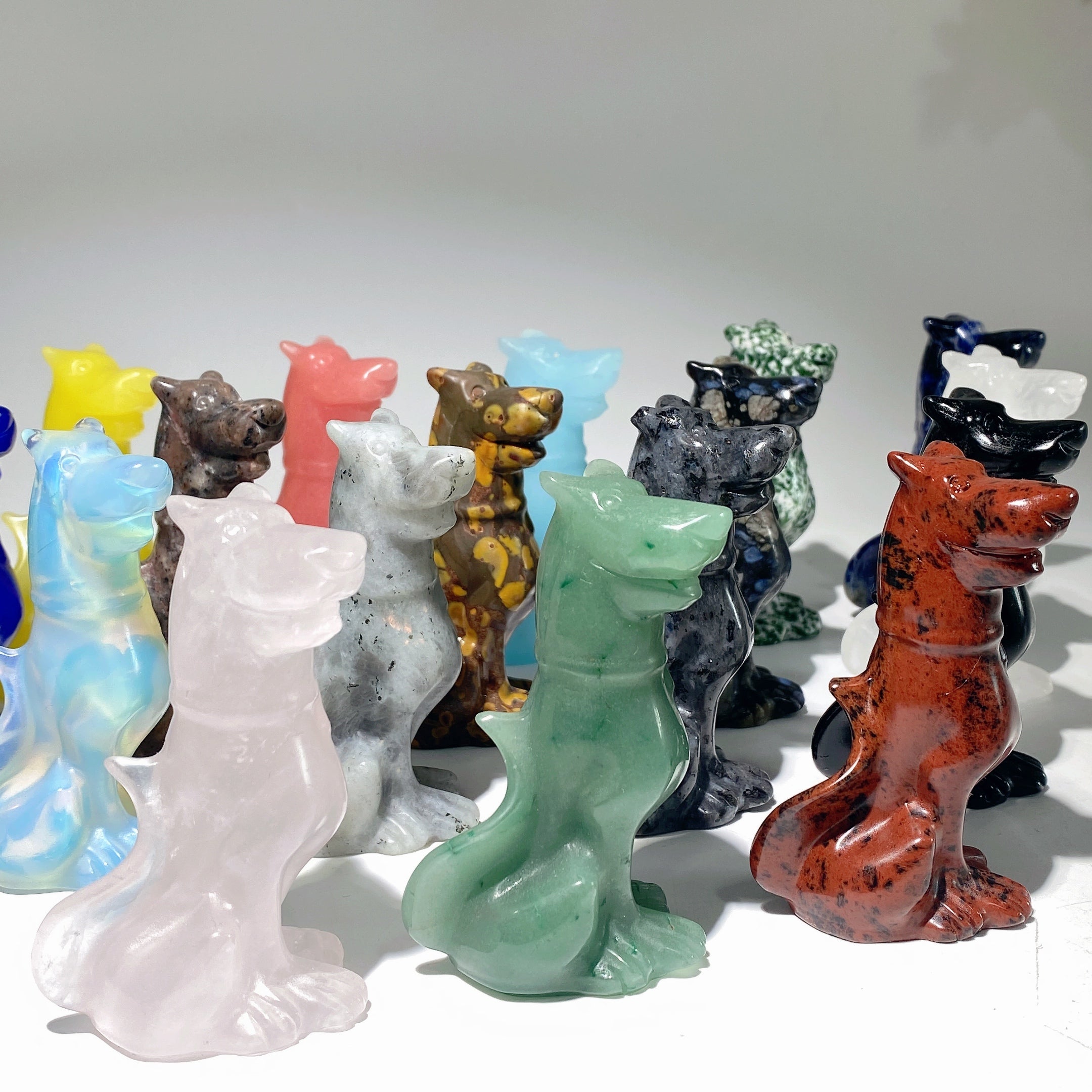 3.1 inch Mixed Crystal Dog Sculpture for Healing Energy