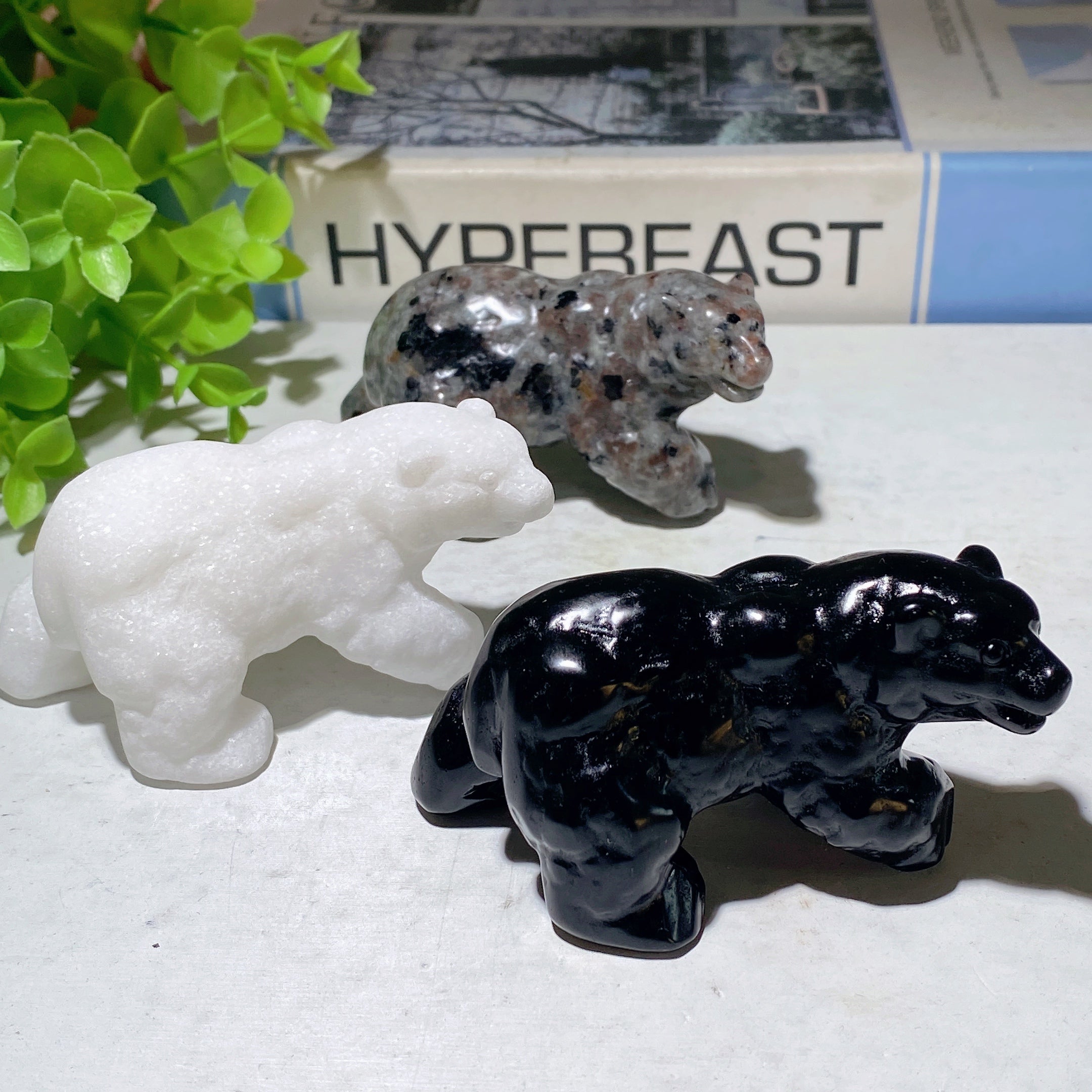 3.1 Inch Mixed Crystal Polar Bear Carving for Healing