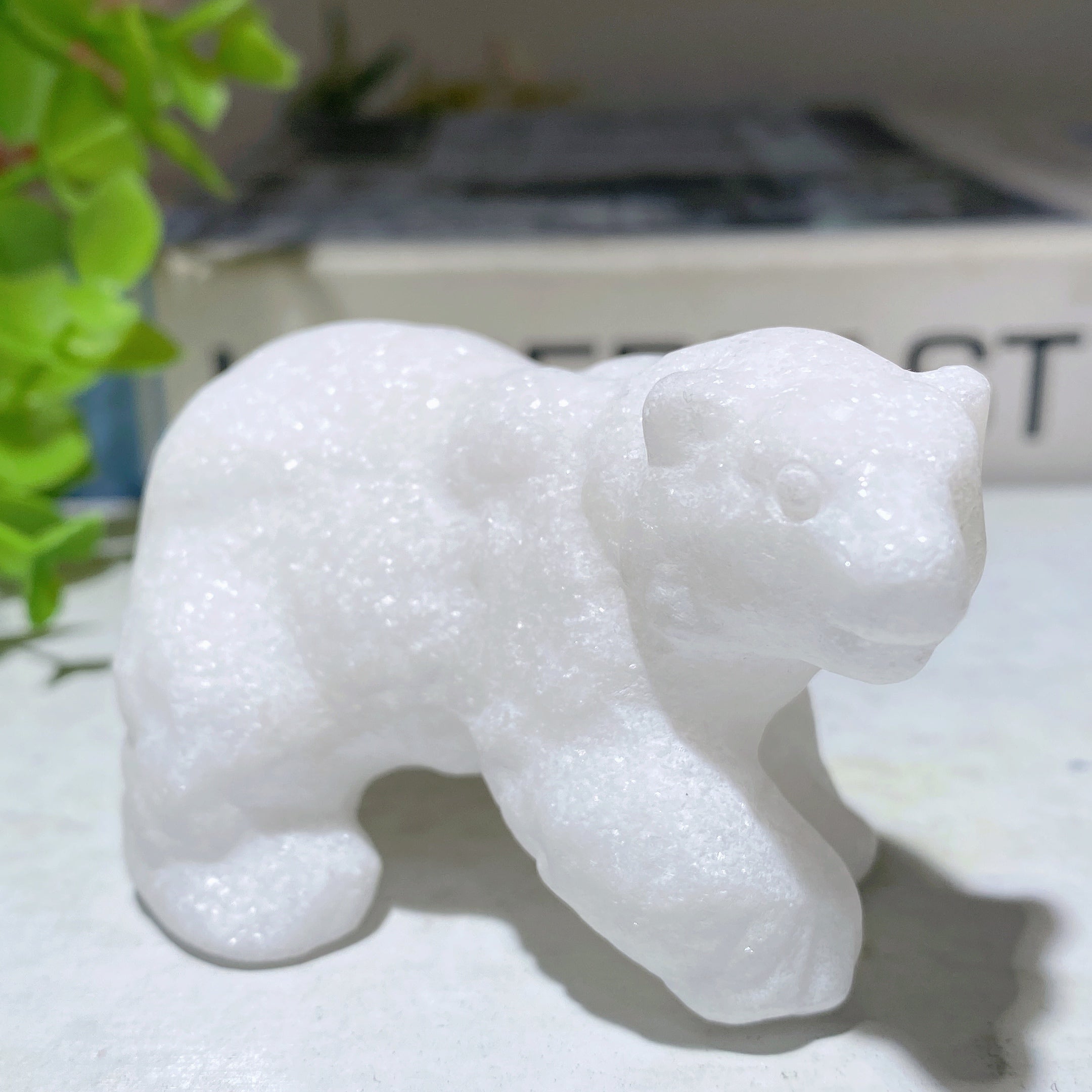 3.1 Inch Mixed Crystal Polar Bear Carving for Healing