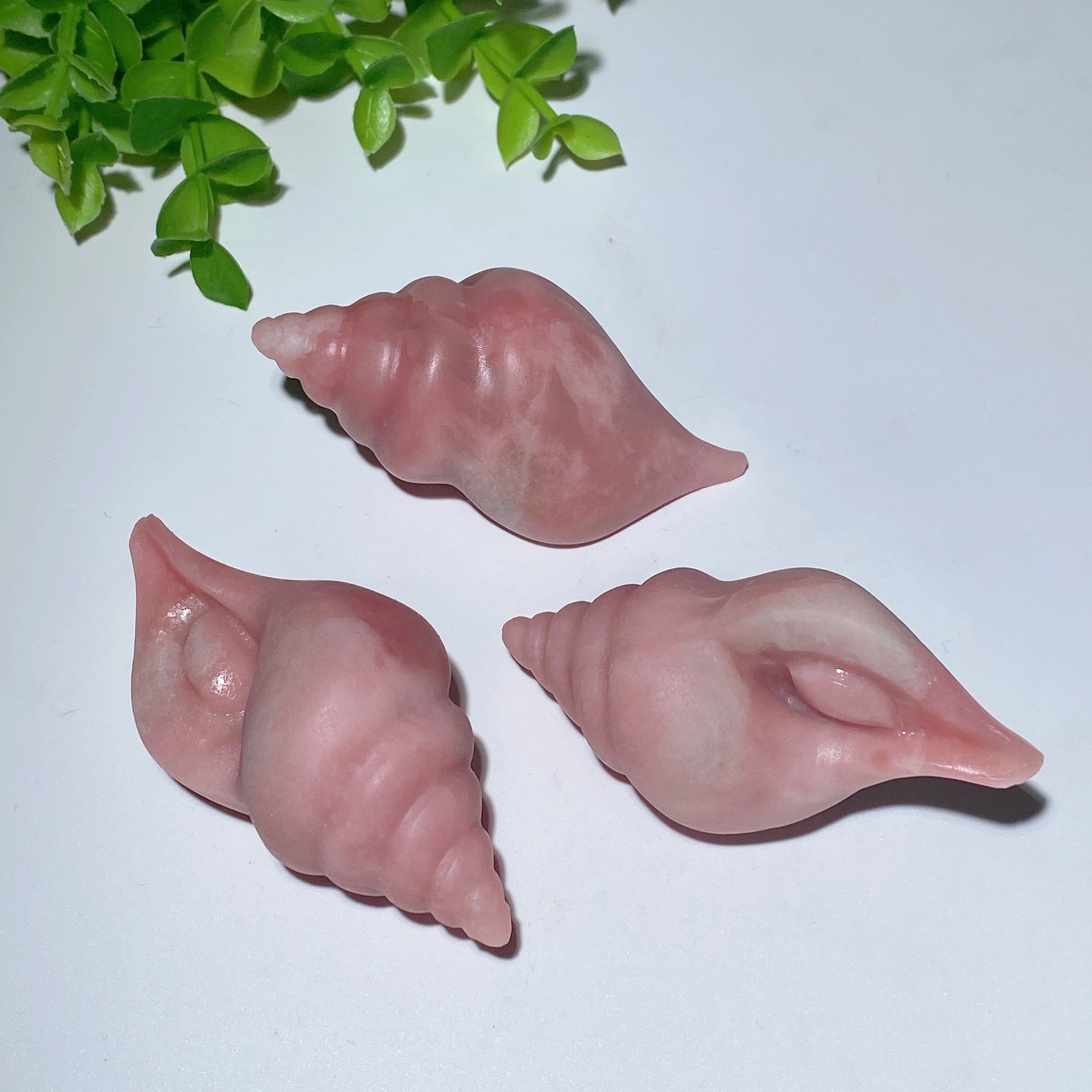 3.1 Inch Pink Jade Sea Snail Crystal Figurine for Healing