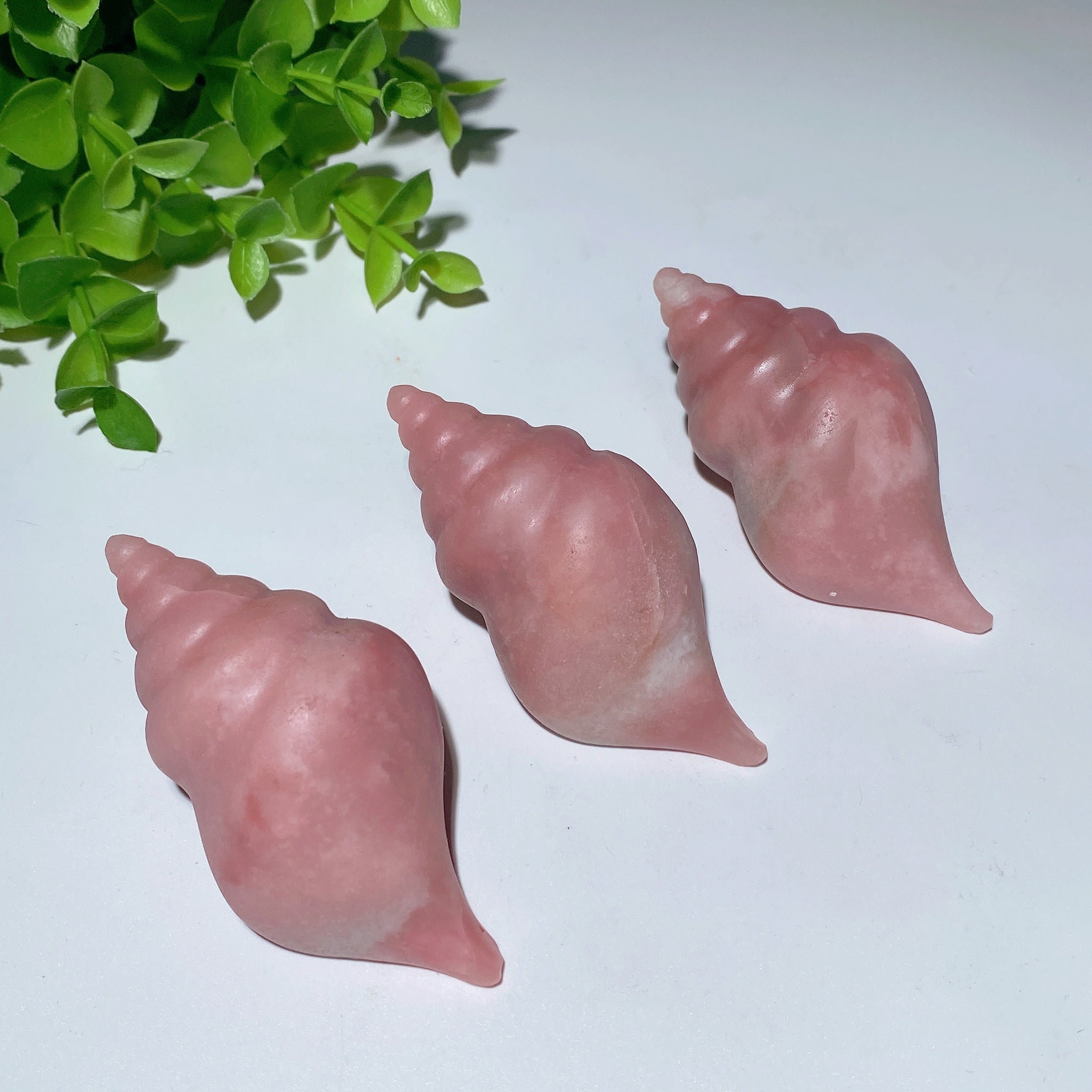 3.1 Inch Pink Jade Sea Snail Crystal Figurine for Healing