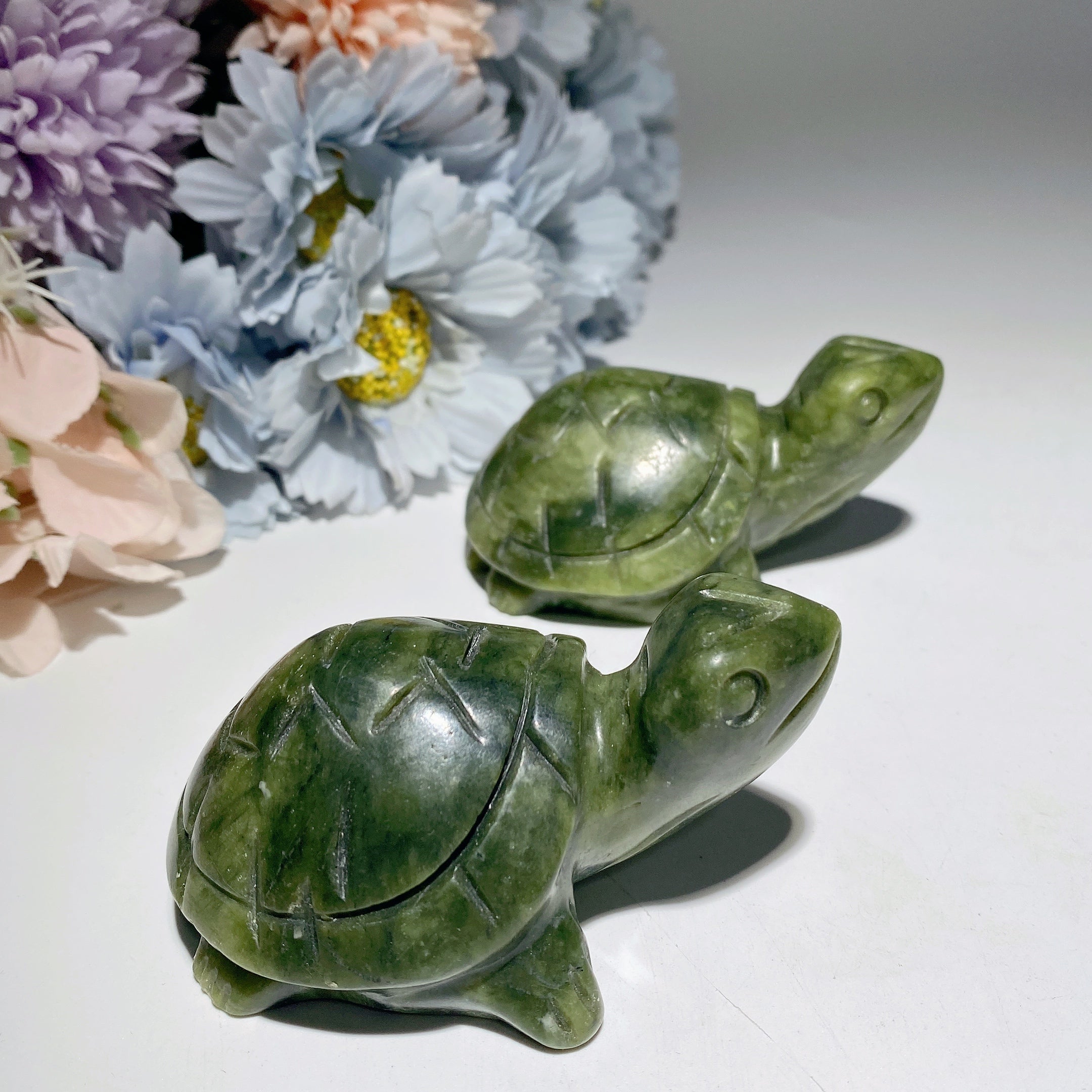 3.1-Inch Serpentine Crystal Turtle Figurine for Healing