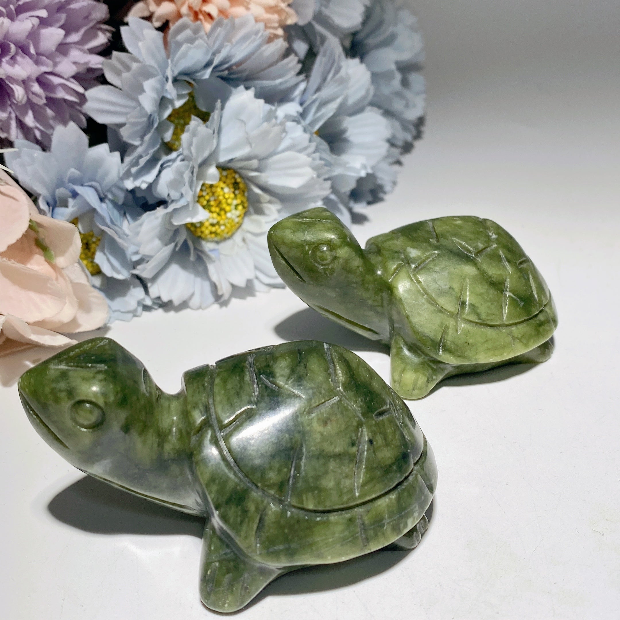 3.1-Inch Serpentine Crystal Turtle Figurine for Healing