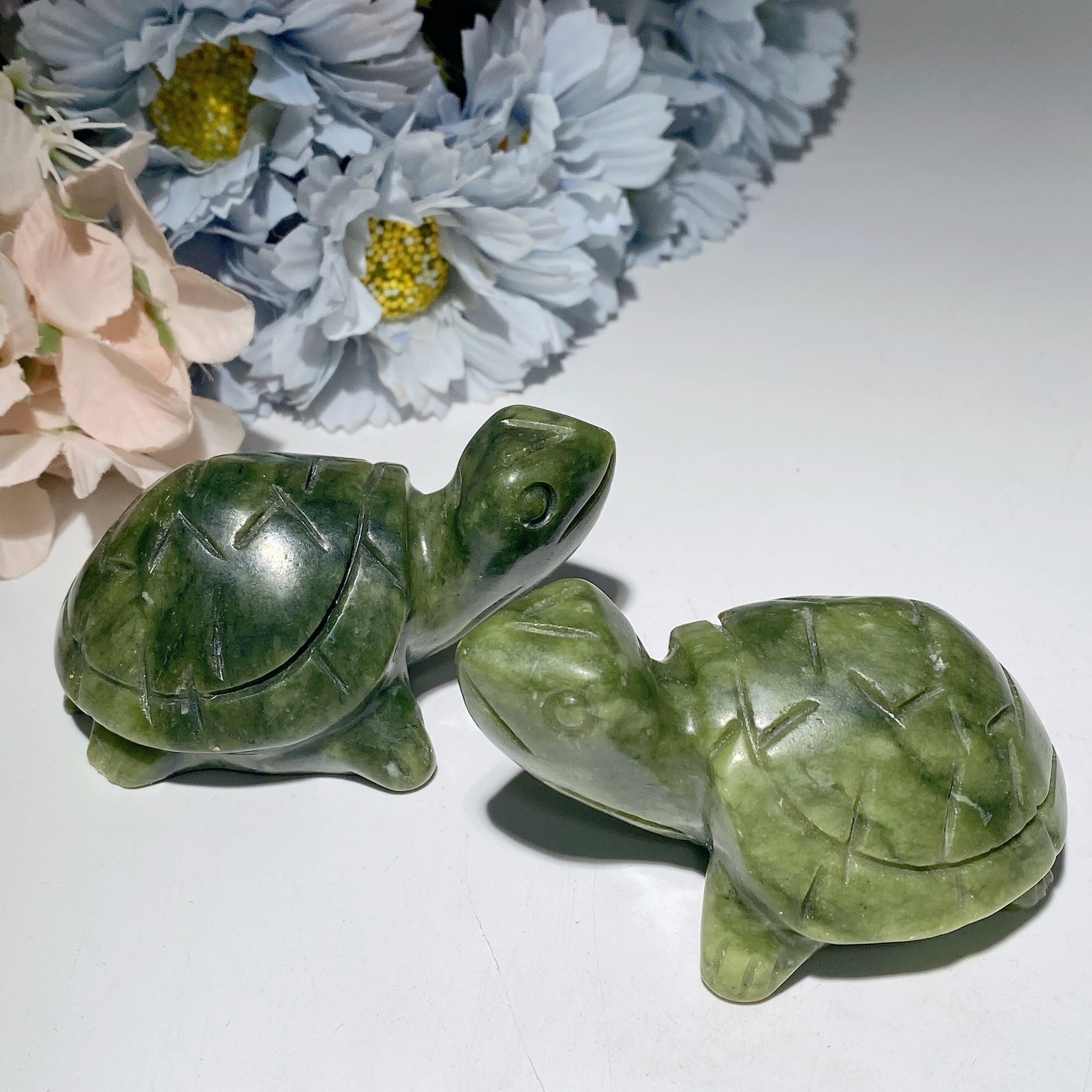 3.1-Inch Serpentine Crystal Turtle Figurine for Healing