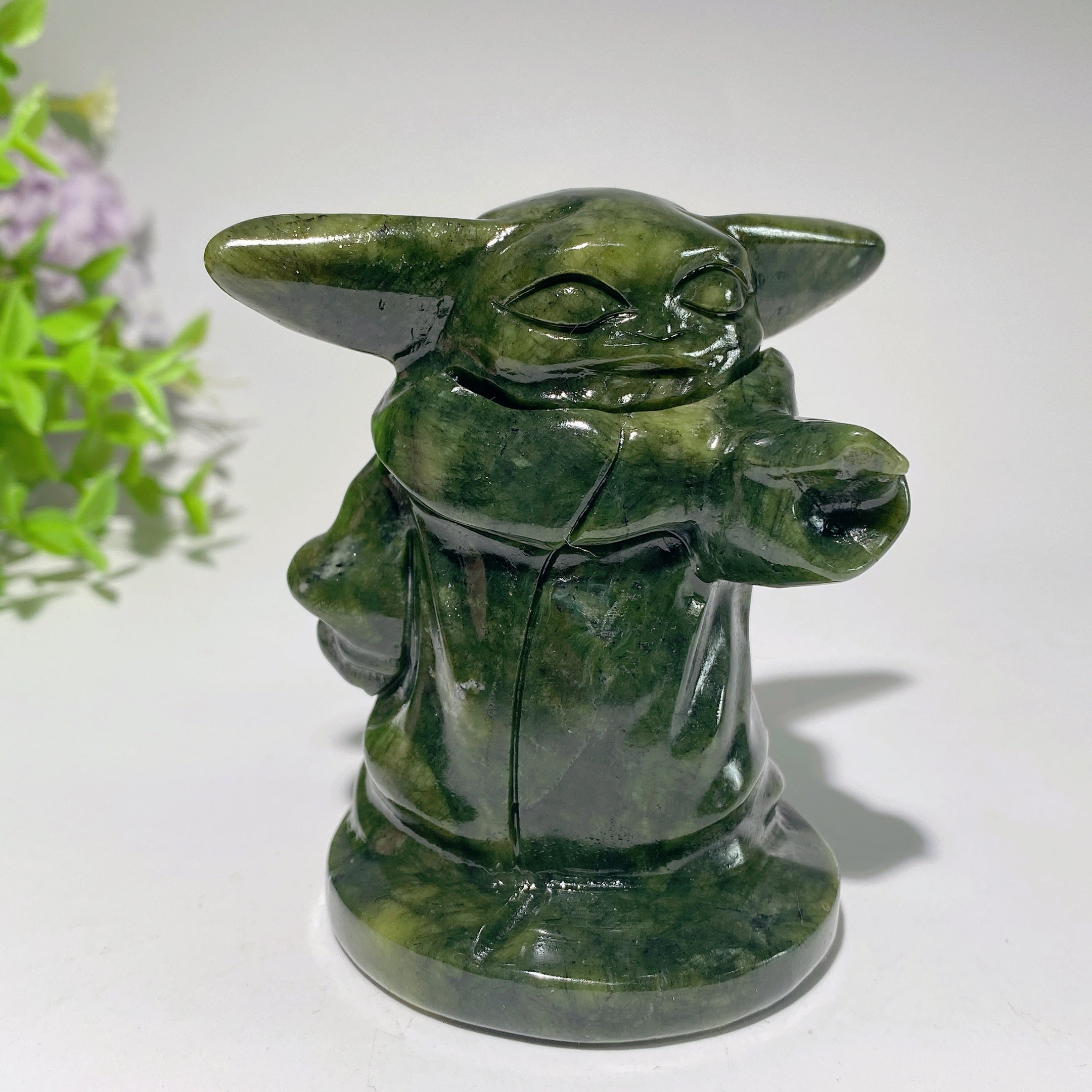 3.1 inch Serpentine Crystal Yoda Figurine Carving Sculpture
