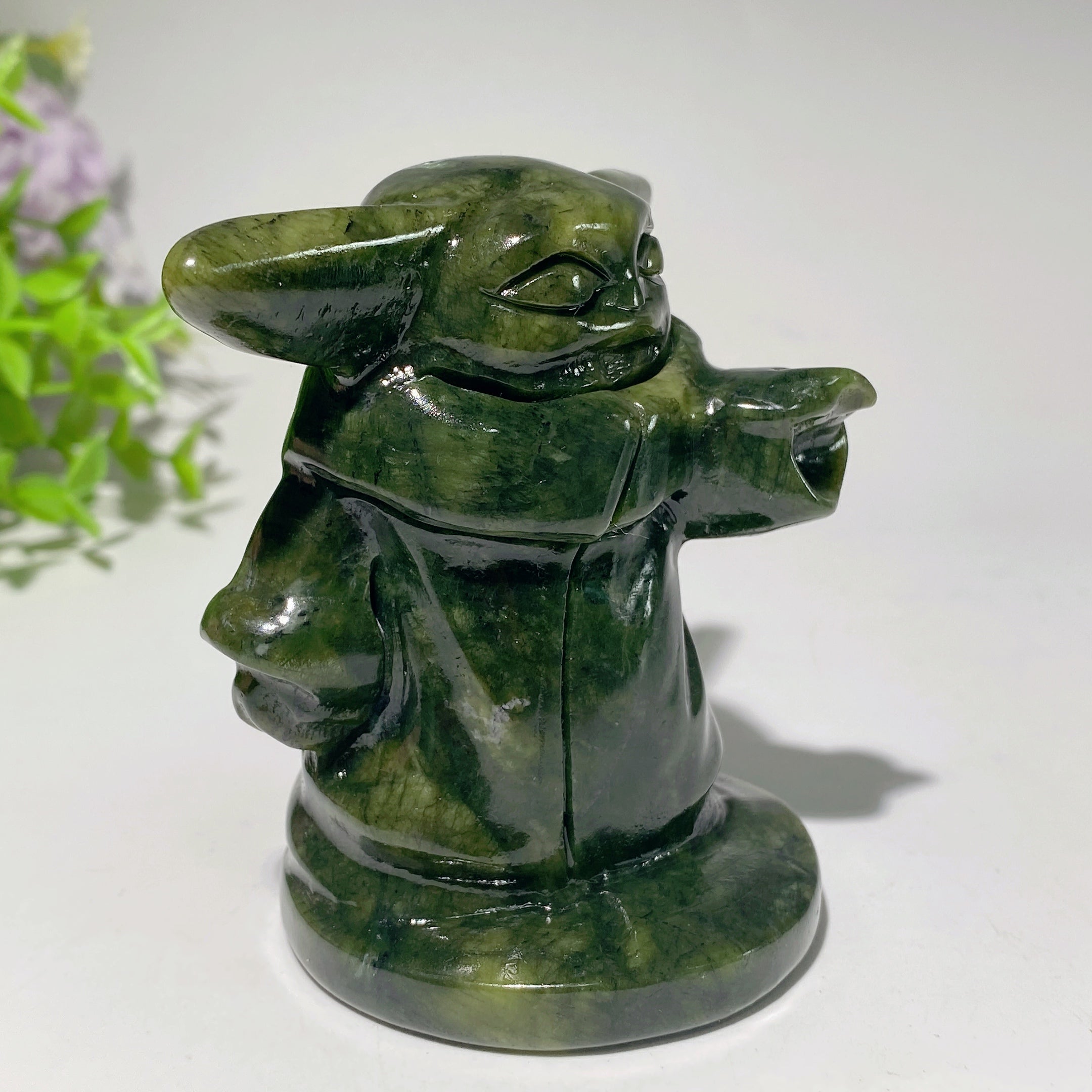 3.1 inch Serpentine Crystal Yoda Figurine Carving Sculpture