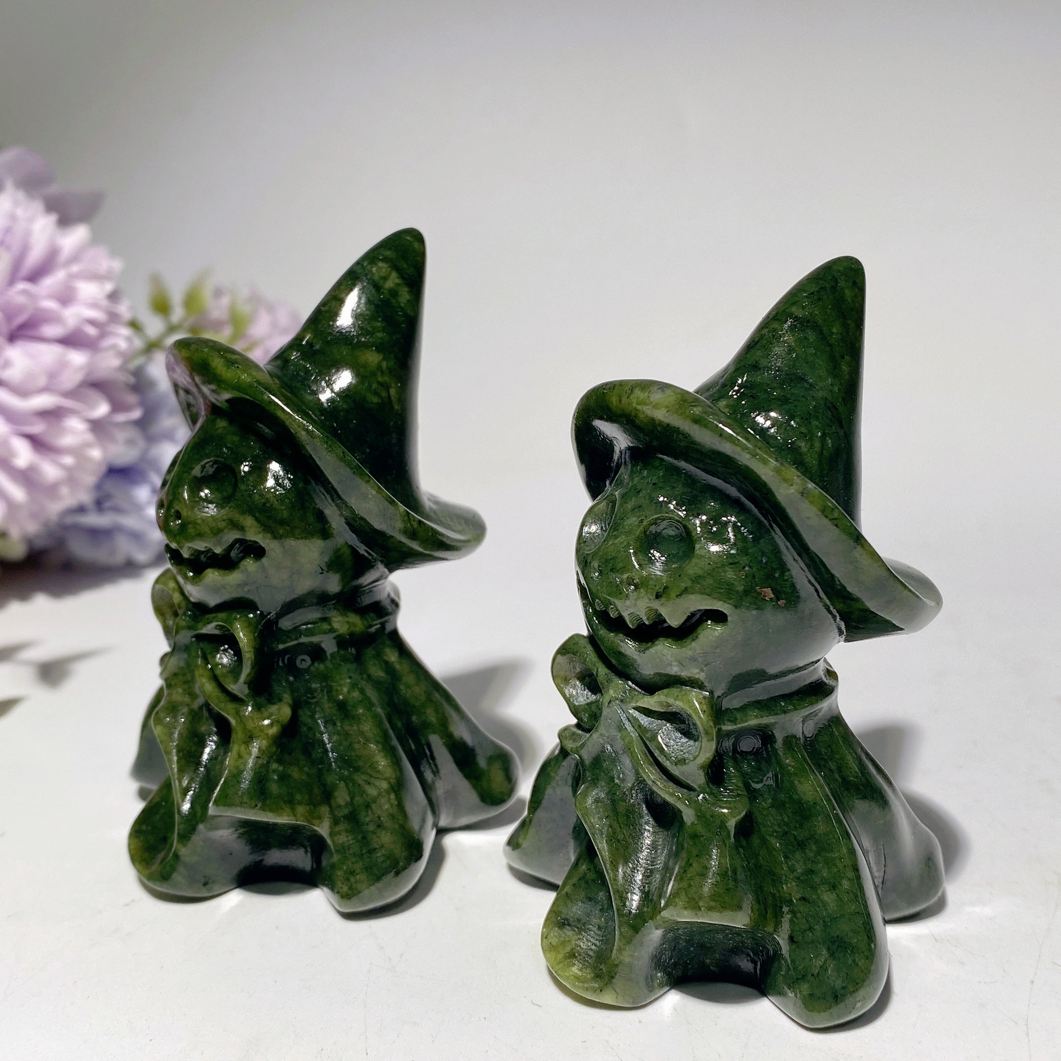 3.1" Serpentine Wizard Hat Ghost Crystal Figurine