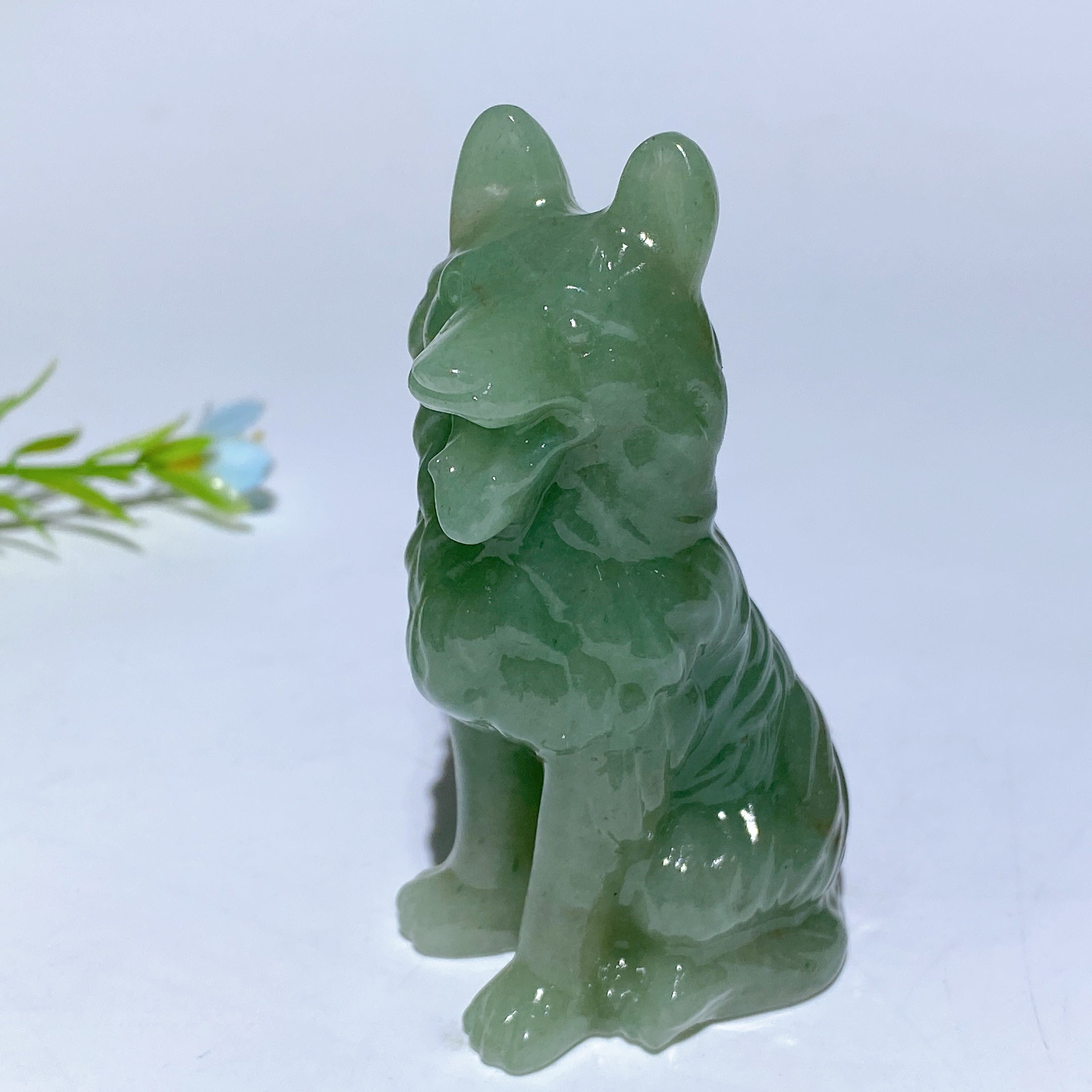 3.1in Mixed Crystal German Shepherd Dog Figurine Carving