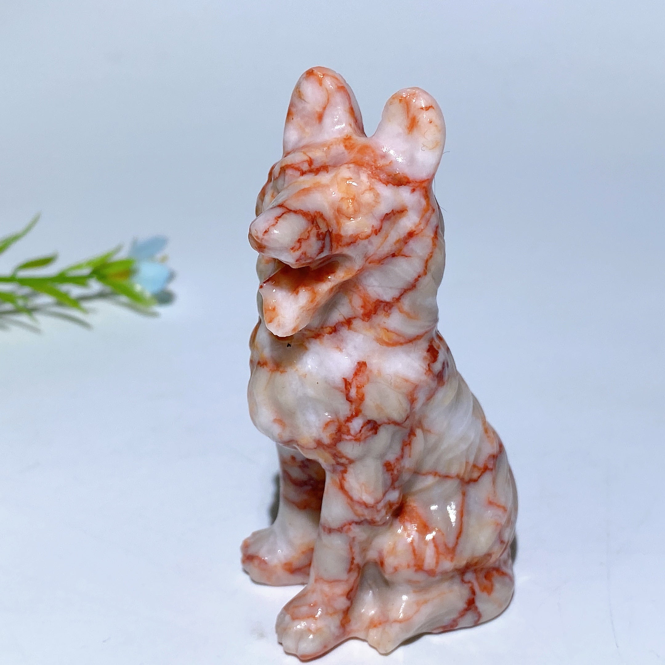 3.1in Mixed Crystal German Shepherd Dog Figurine Carving