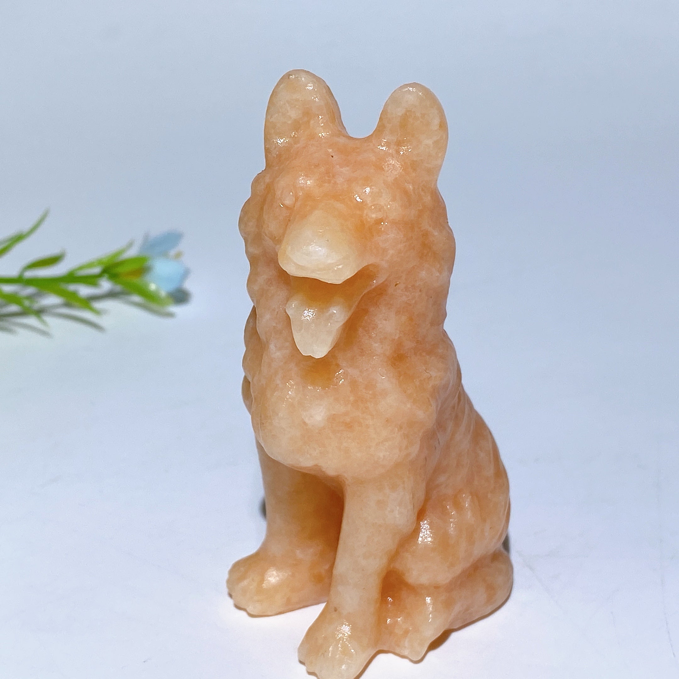 3.1in Mixed Crystal German Shepherd Dog Figurine Carving