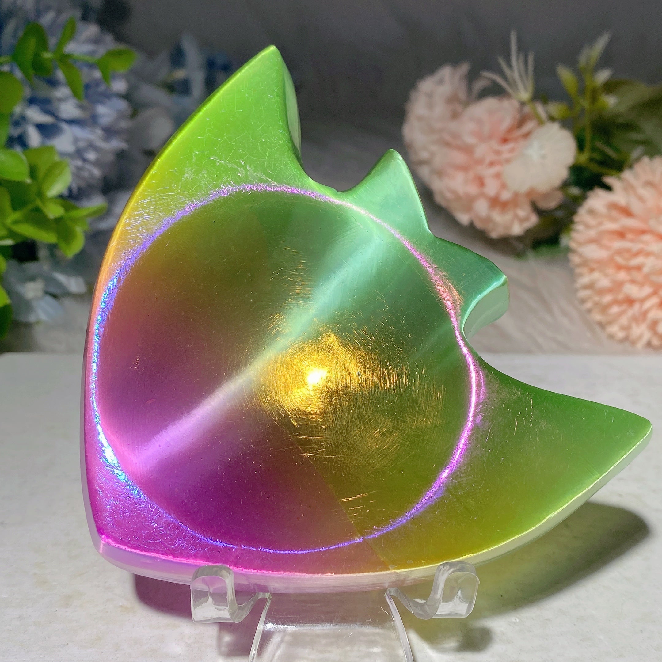 3.2-3.8" Aura Colorful Selenite Shape Bowl for Crystal Decor