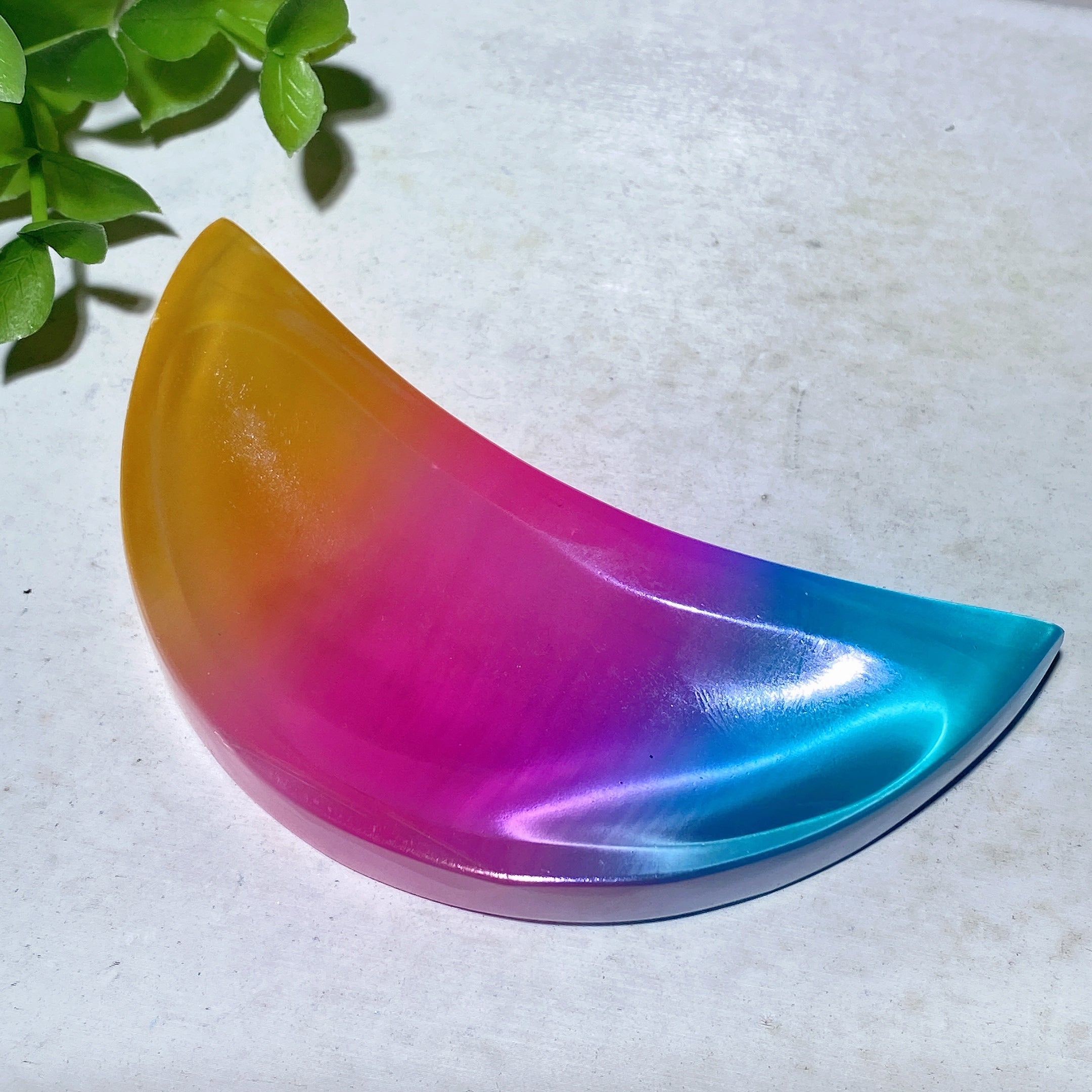 3.2-3.8" Aura Colorful Selenite Shape Bowl for Crystal Decor
