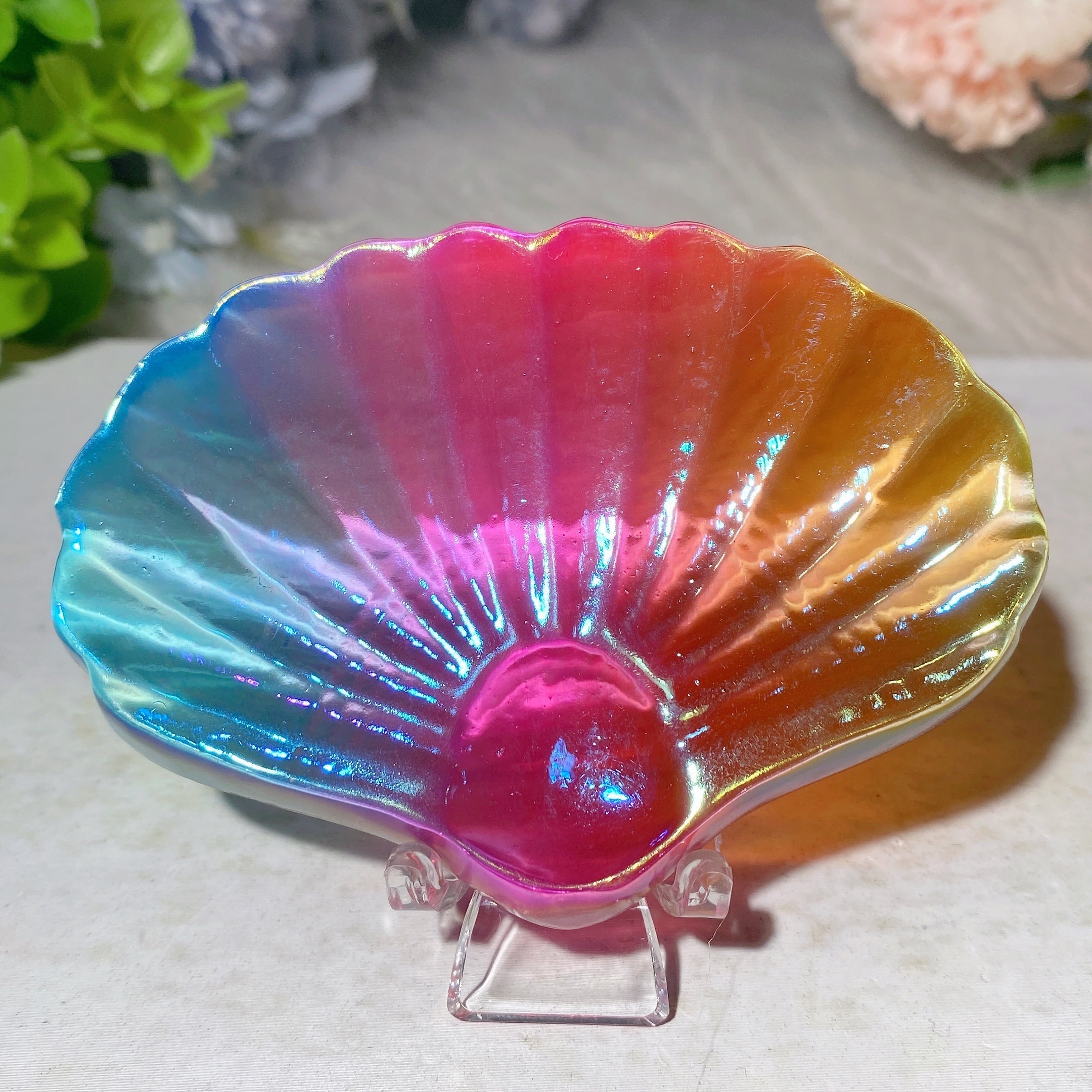 3.2-3.8" Aura Colorful Selenite Shape Bowl for Crystal Decor