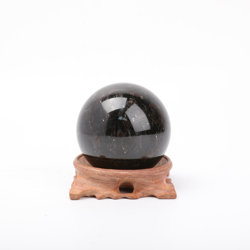 3.2" Astrophlite Sphere with Wooden Stand for Healing and Decor