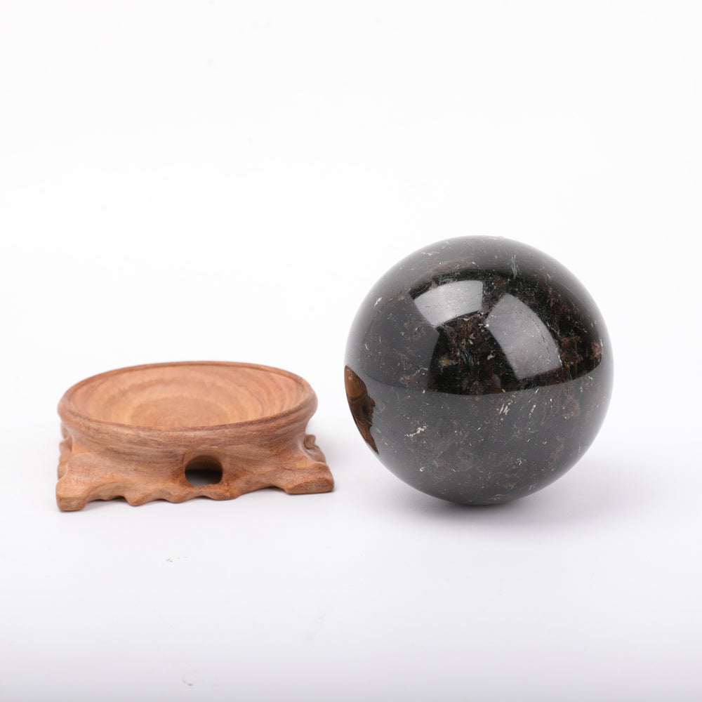 3.2" Astrophlite Sphere with Wooden Stand for Healing and Decor