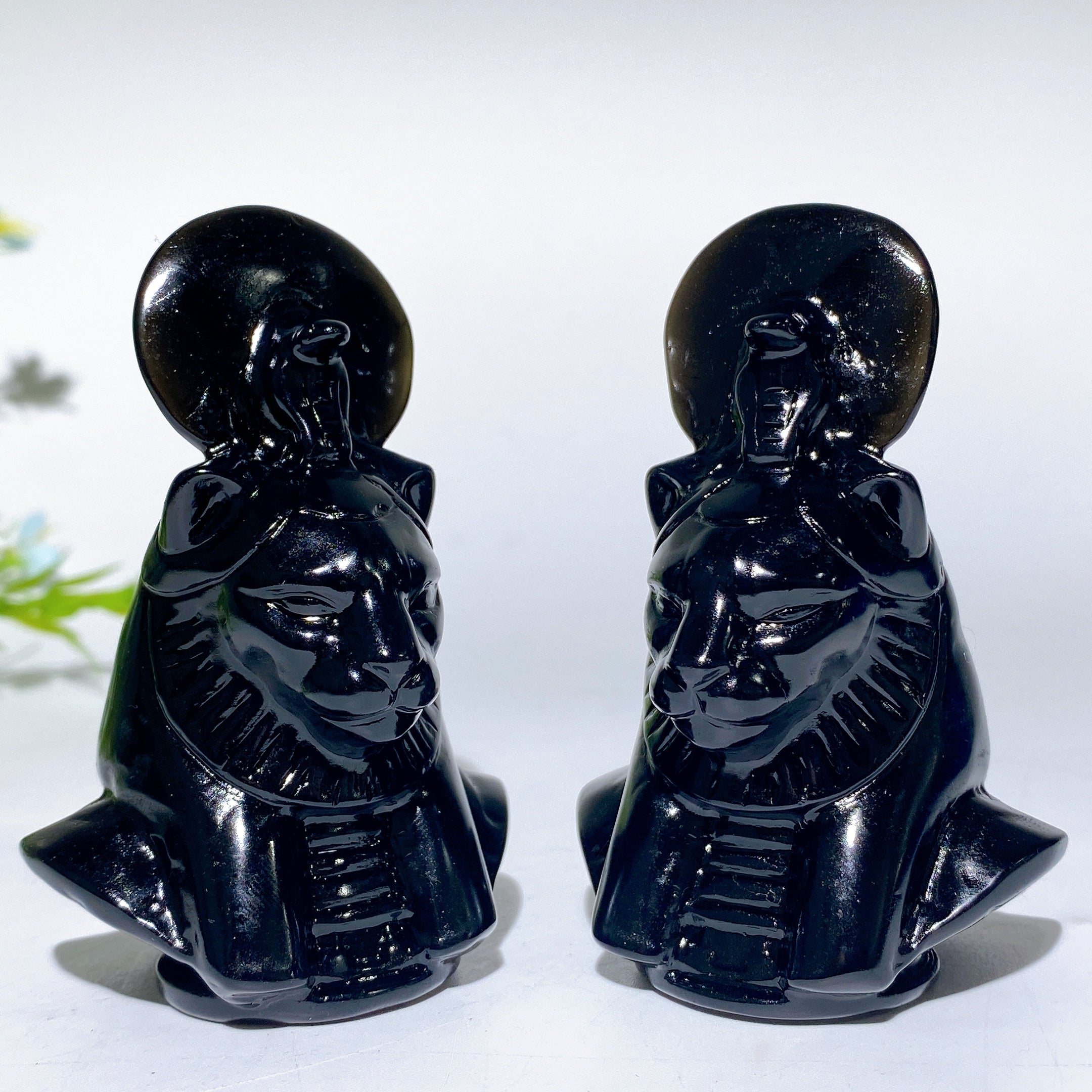 3.2 inch Black Obsidian Sekhmet Crystal Figurine