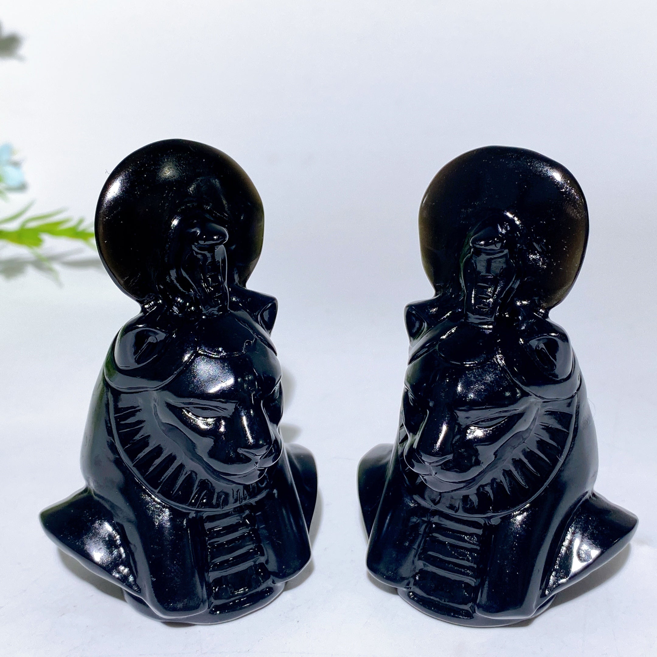 3.2 inch Black Obsidian Sekhmet Crystal Figurine