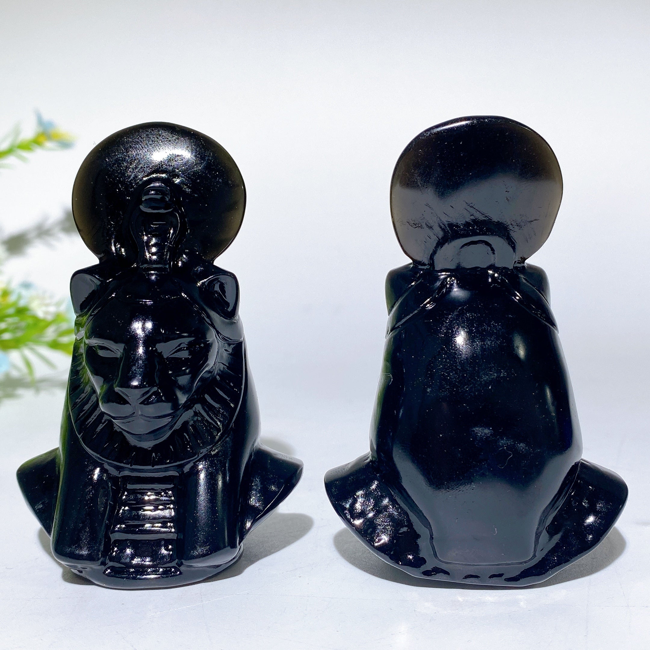 3.2 inch Black Obsidian Sekhmet Crystal Figurine