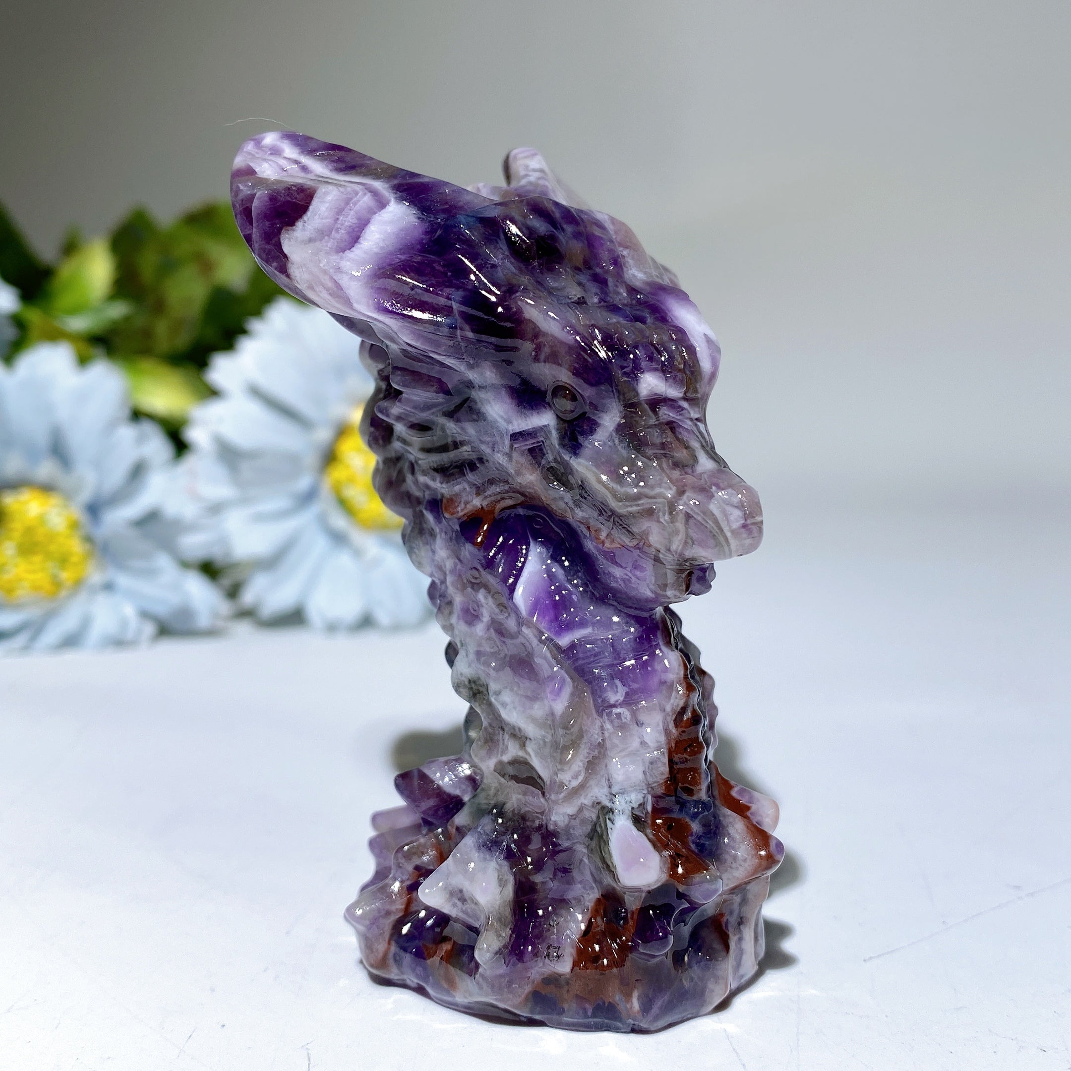 3.2 inch Crystal Dragon Head Carving for Healing Energy