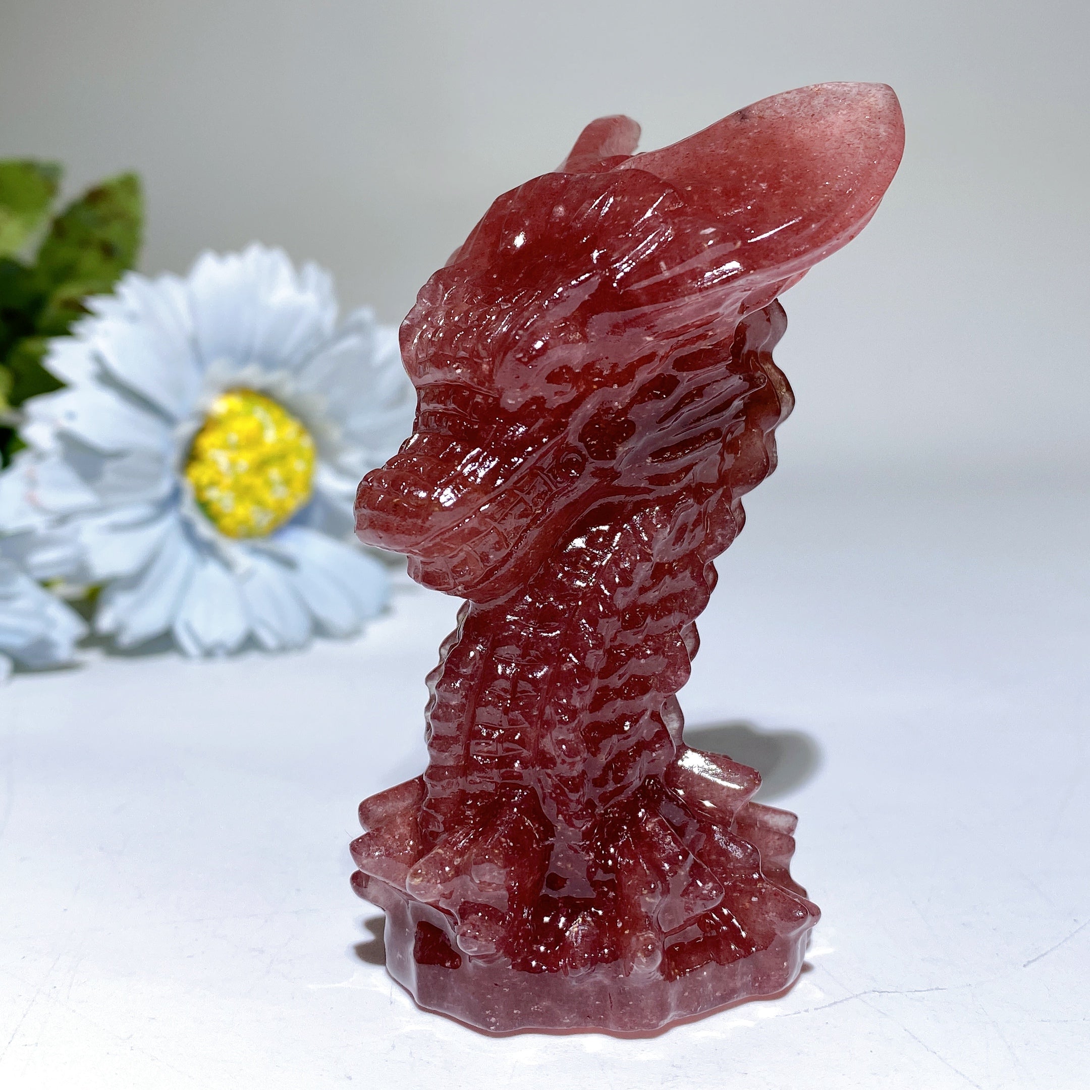 3.2 inch Crystal Dragon Head Carving for Healing Energy