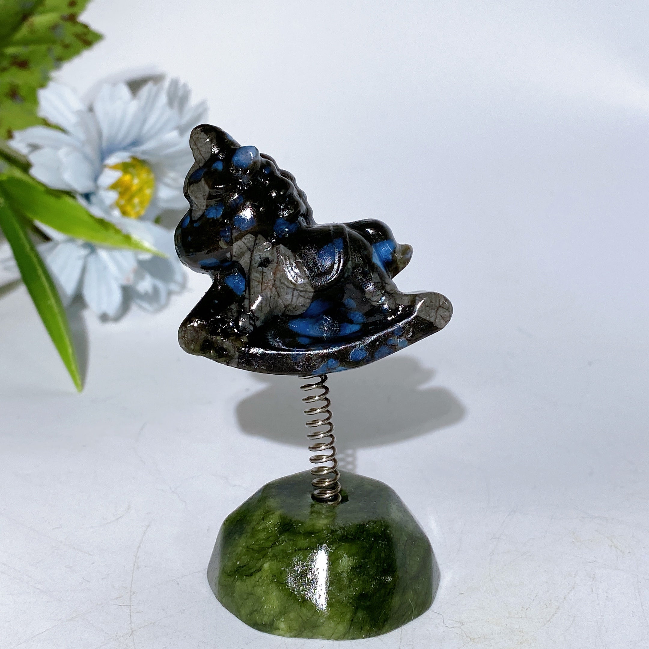 3.2-Inch Crystal Unicorn Figurine with Serpentine Base