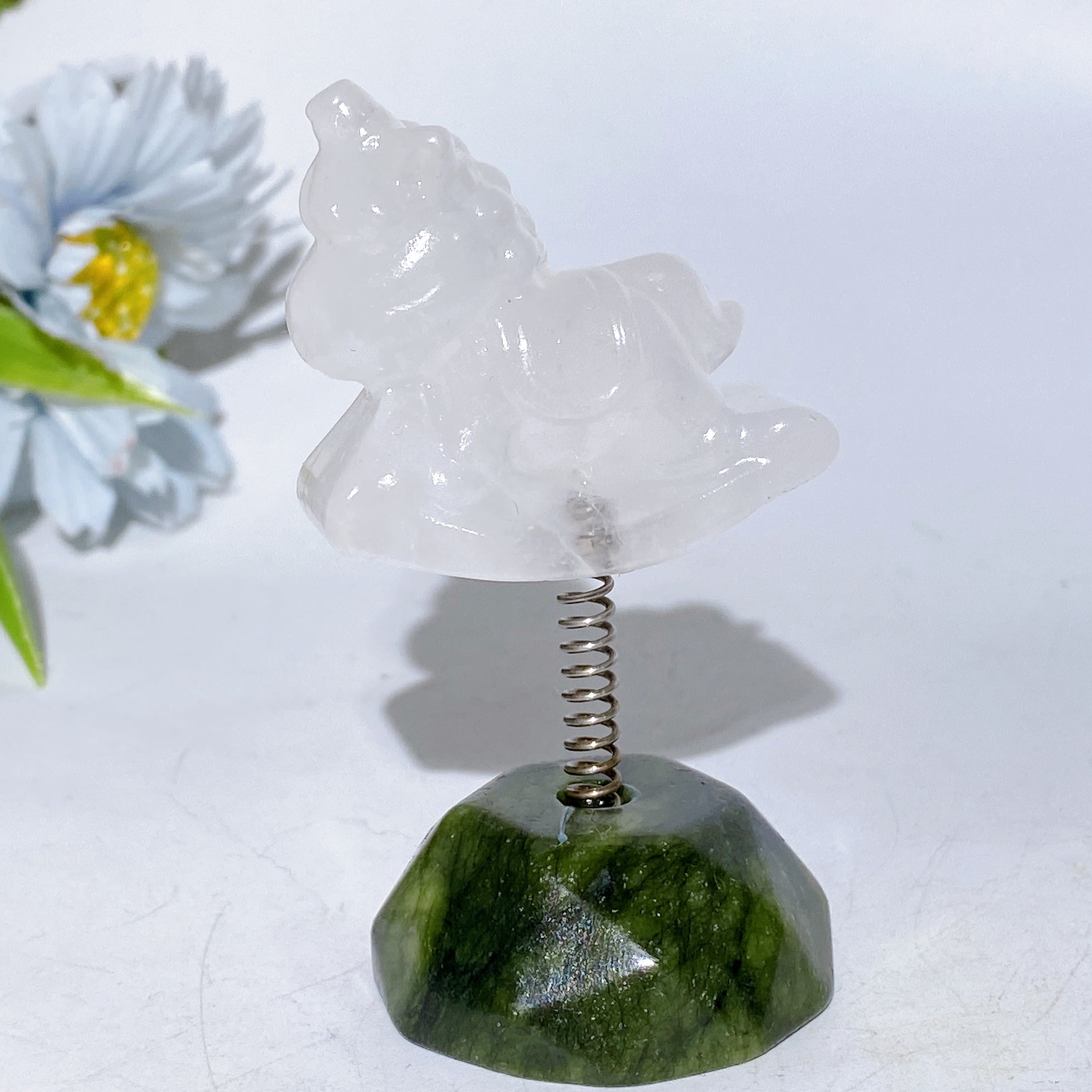 3.2-Inch Crystal Unicorn Figurine with Serpentine Base