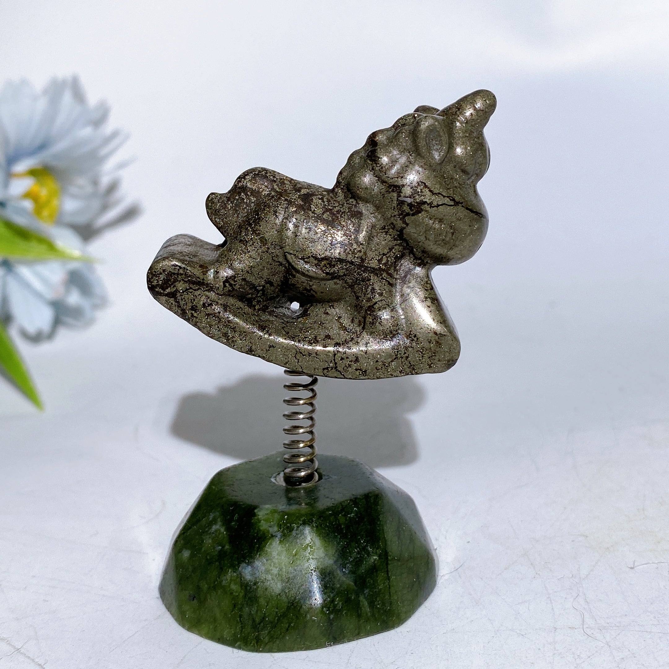 3.2-Inch Crystal Unicorn Figurine with Serpentine Base