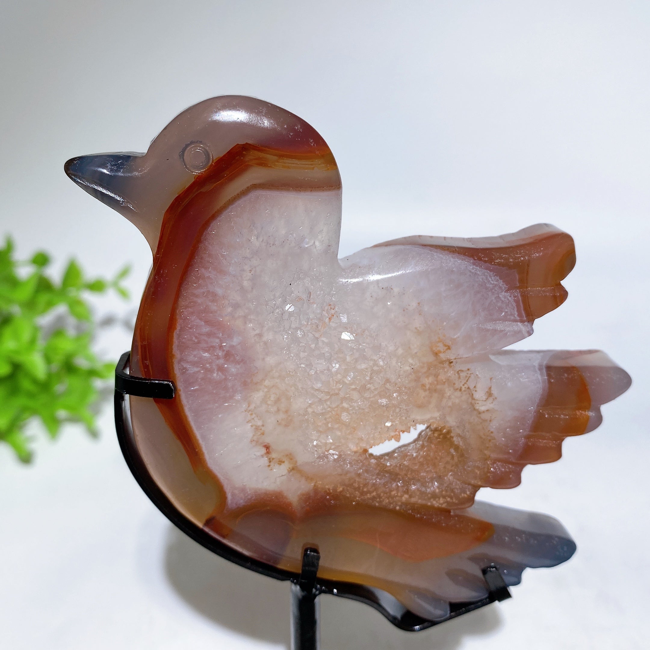 3.2-inch Druzy Agate Bird Figurine with Stand for Healing