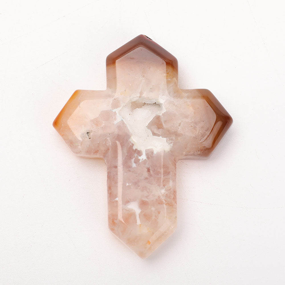 3.2 inch Hand Carved Druzy Agate Crystal Figurine Cross