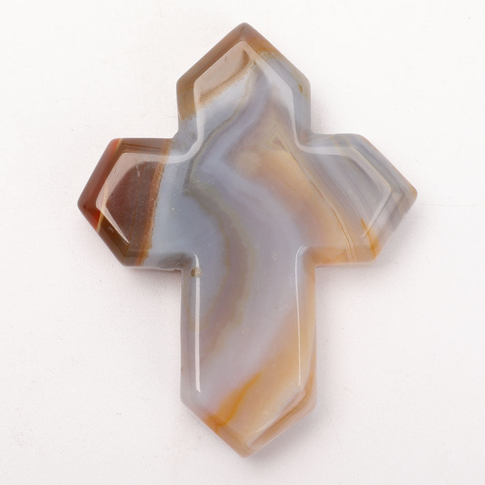 3.2 inch Hand Carved Druzy Agate Crystal Figurine Cross