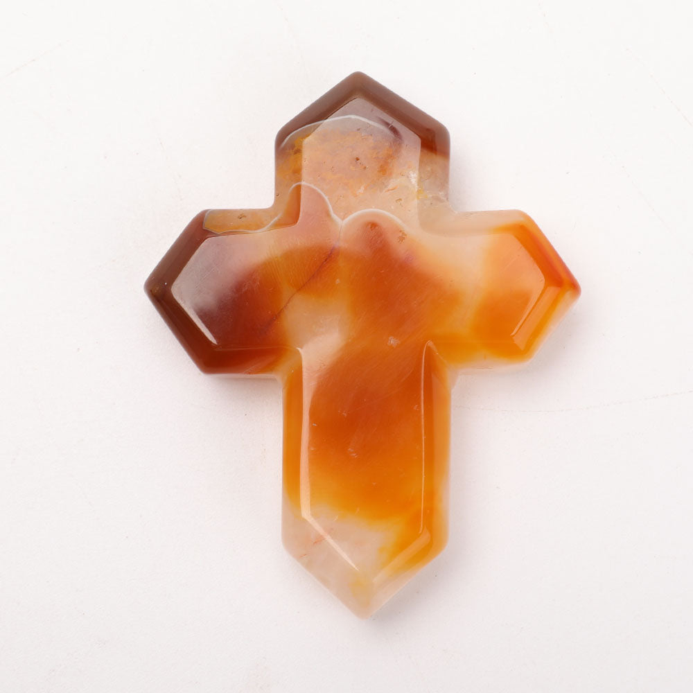 3.2 inch Hand Carved Druzy Agate Crystal Figurine Cross