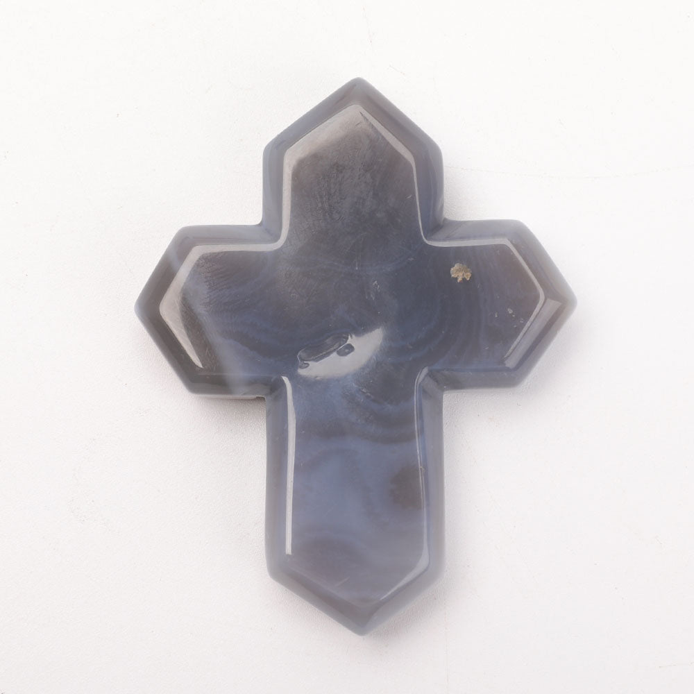 3.2 inch Hand Carved Druzy Agate Crystal Figurine Cross