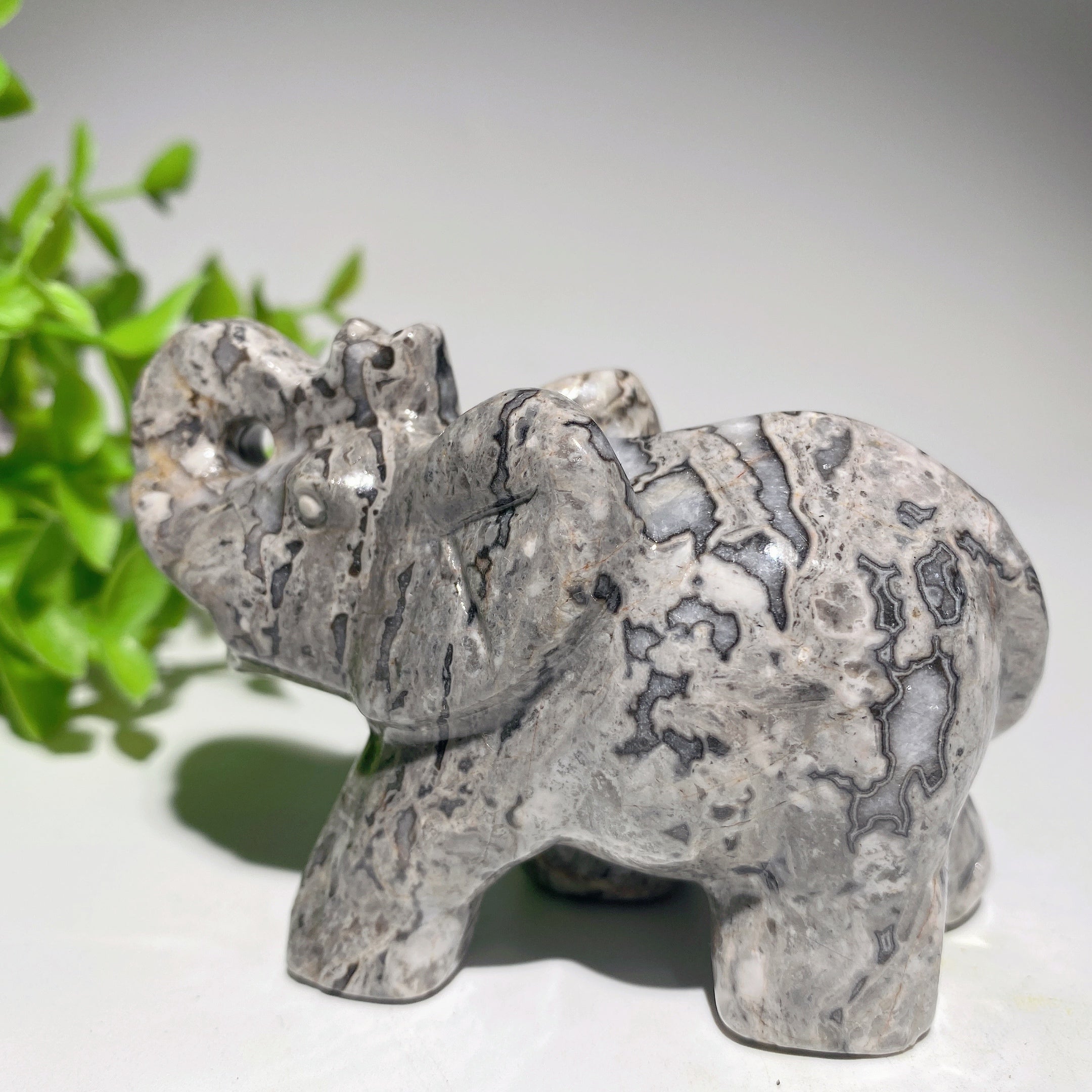 3.2 Inch Mixed Crystal Elephant Carving for Healing & Feng Shui