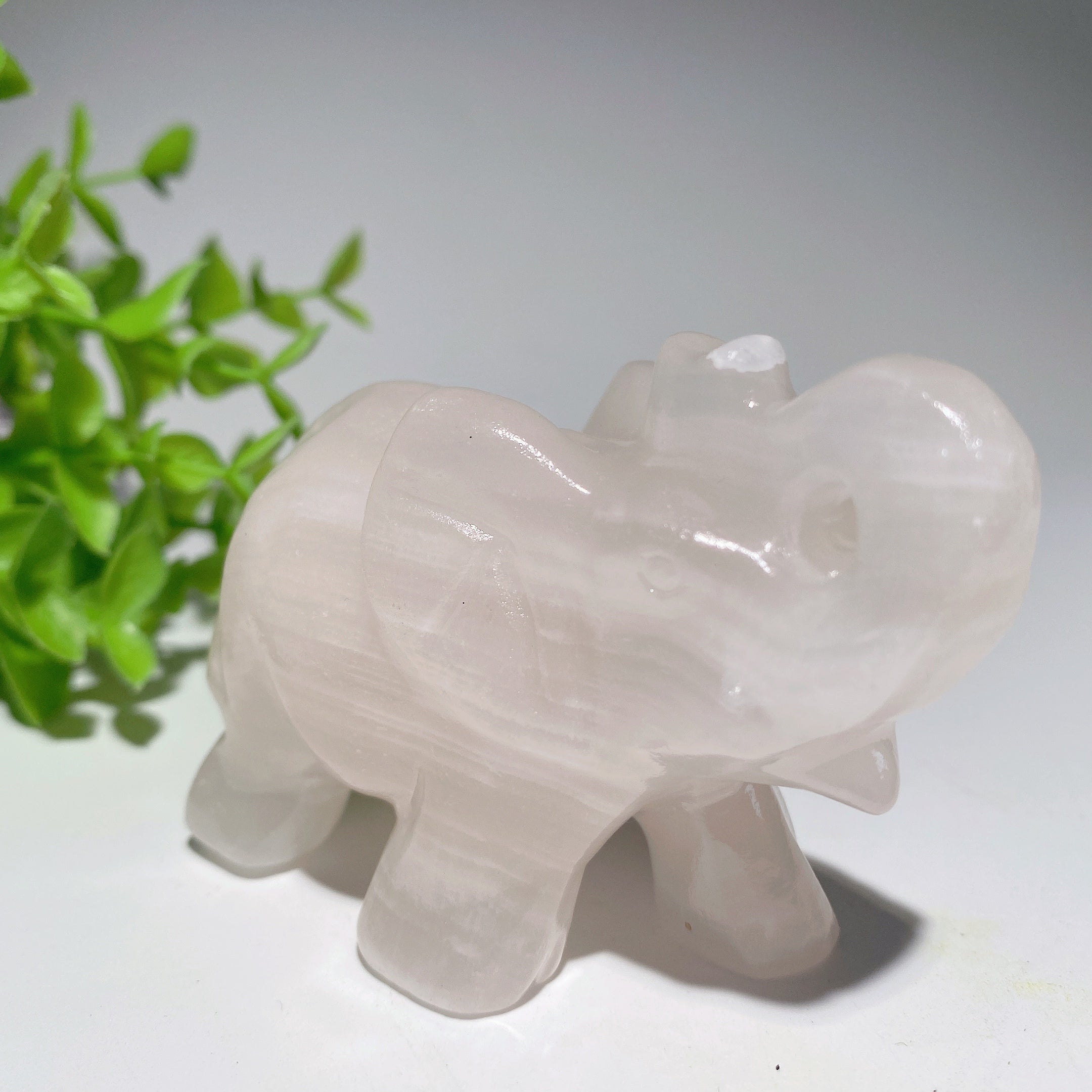 3.2 Inch Mixed Crystal Elephant Carving for Healing & Feng Shui