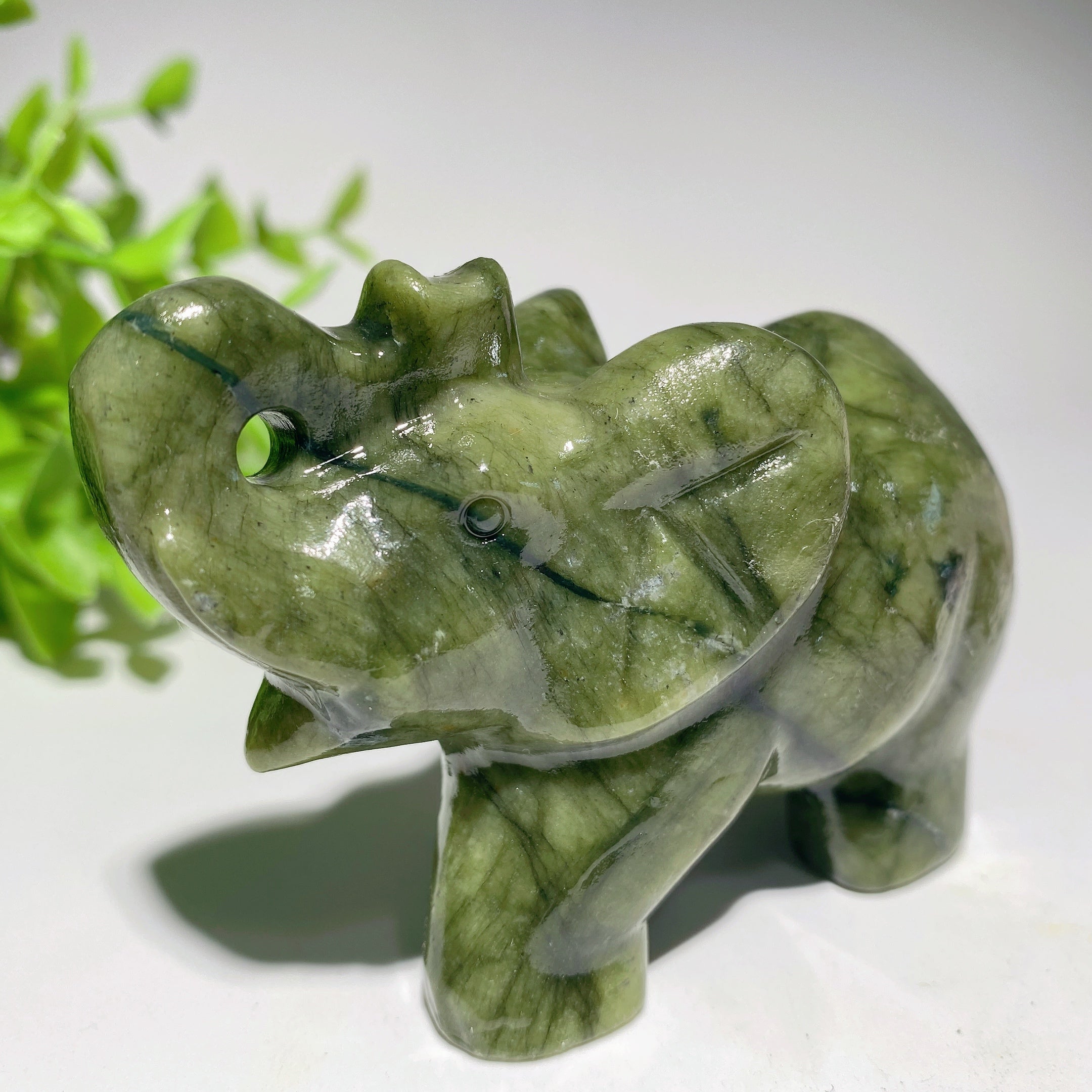 3.2 Inch Mixed Crystal Elephant Carving for Healing & Feng Shui