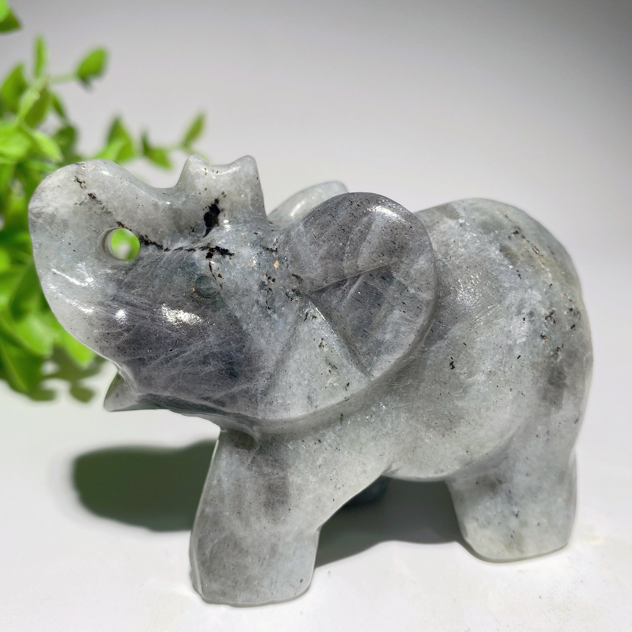 3.2 Inch Mixed Crystal Elephant Carving for Healing & Feng Shui