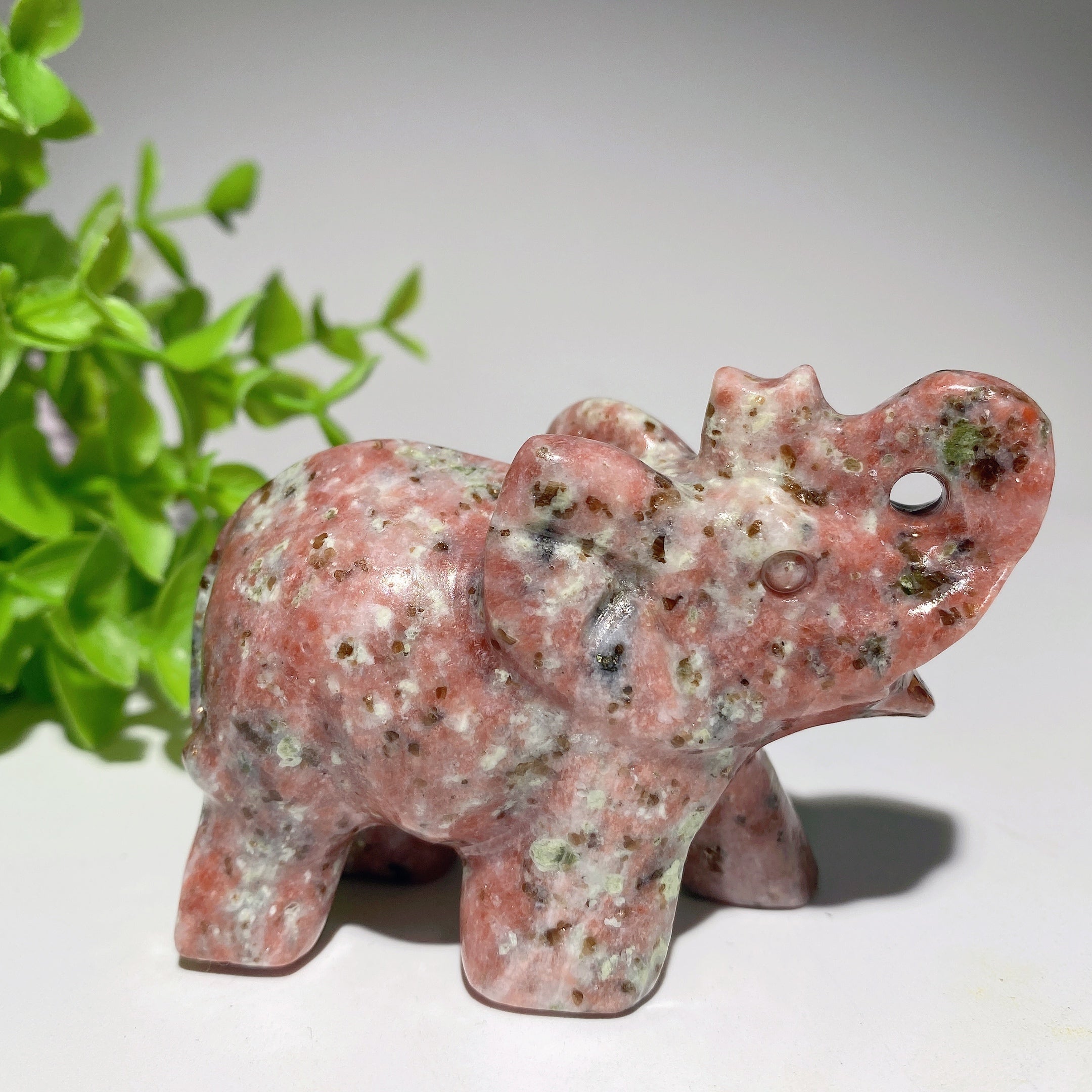3.2 Inch Mixed Crystal Elephant Carving for Healing & Feng Shui