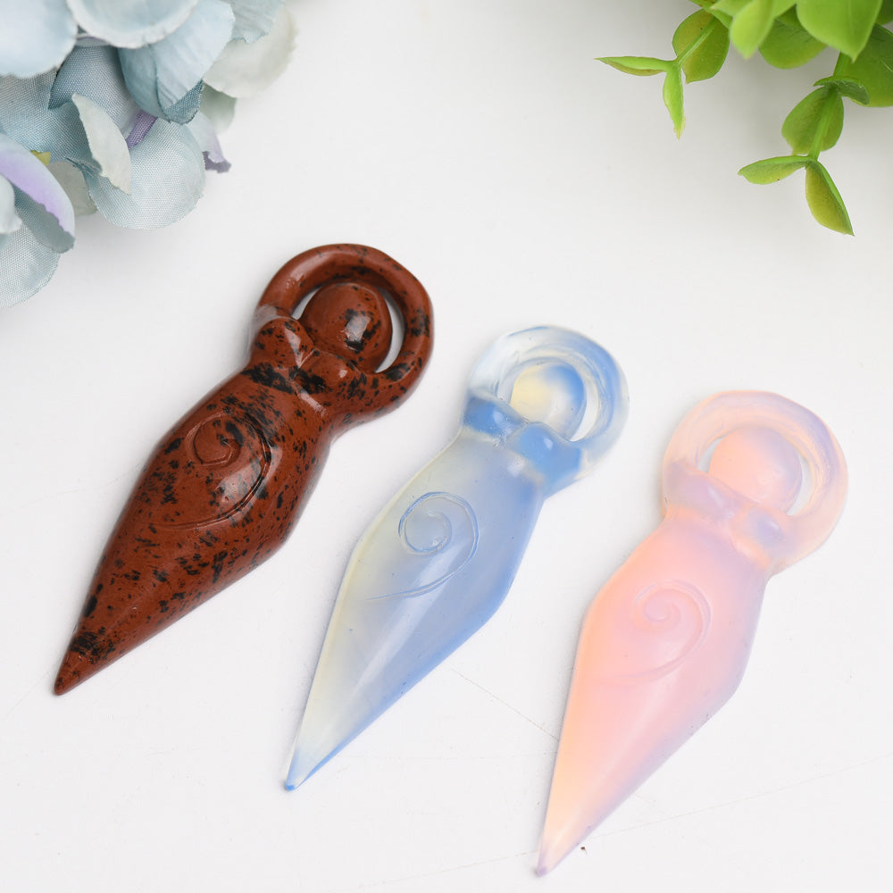 3.2-inch Mixed Crystal Goddess Figurine Carvings for Healing