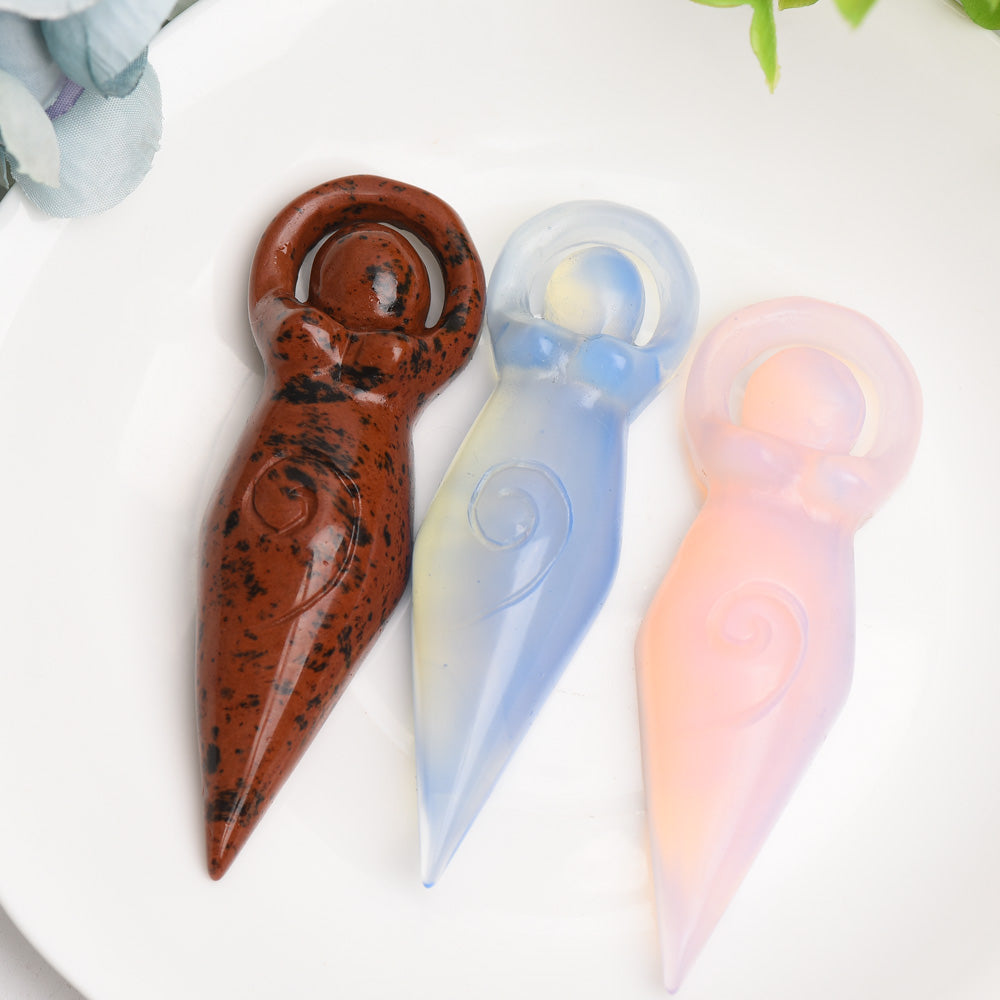 3.2-inch Mixed Crystal Goddess Figurine Carvings for Healing