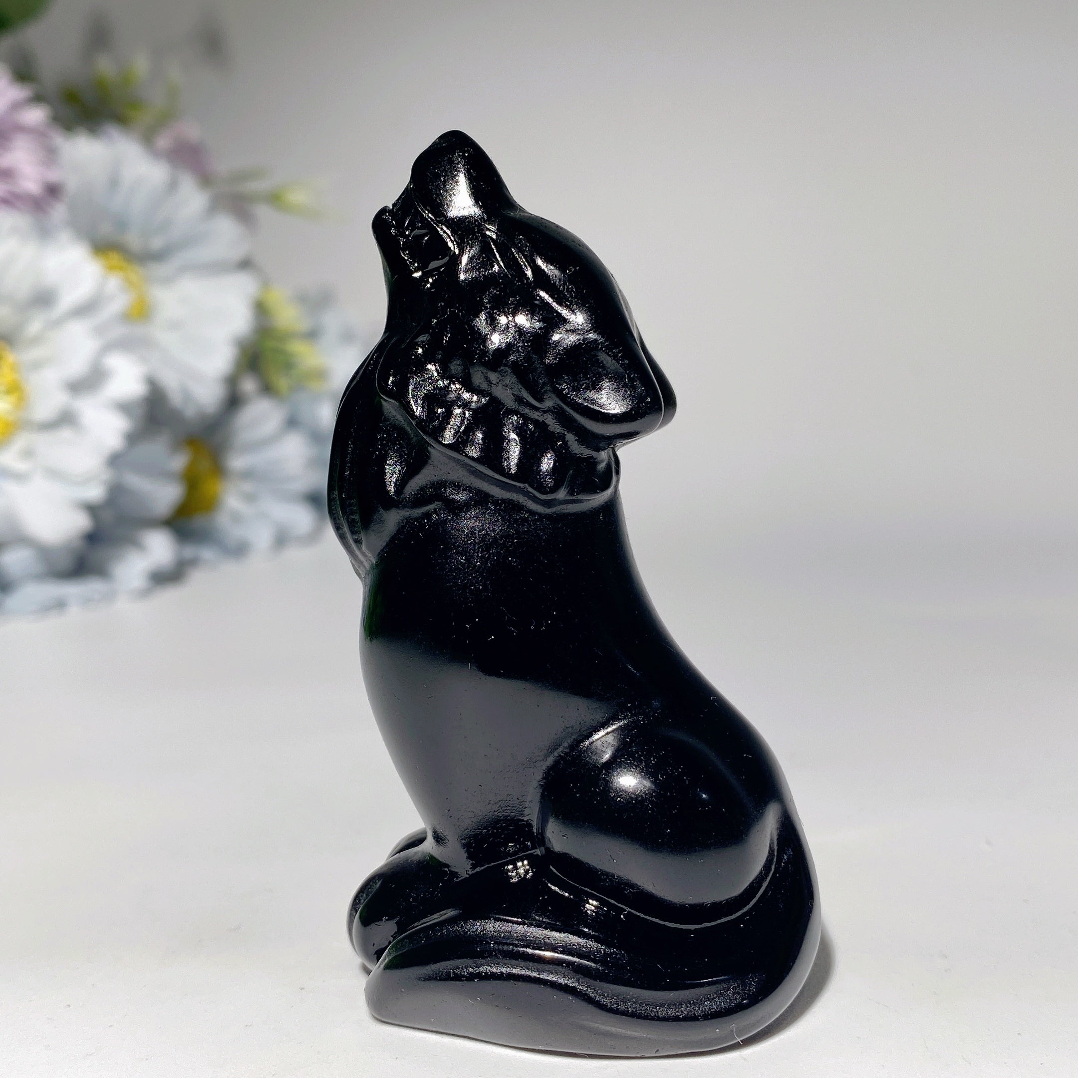 3.2 Inch Mixed Crystal Wolf Carving Figurine for Healing